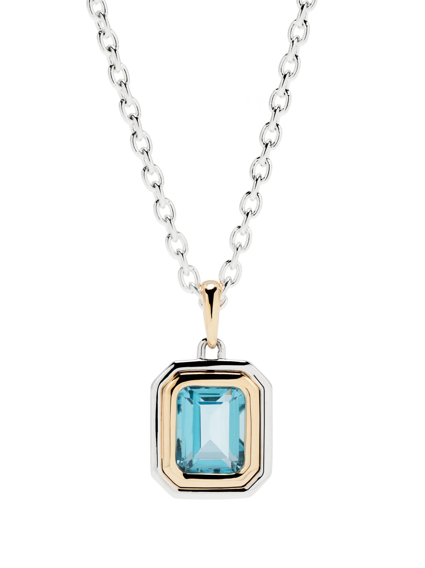 18kt yellow gold Equinox blue topaz necklace