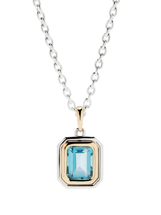 18kt yellow gold Equinox blue topaz necklace