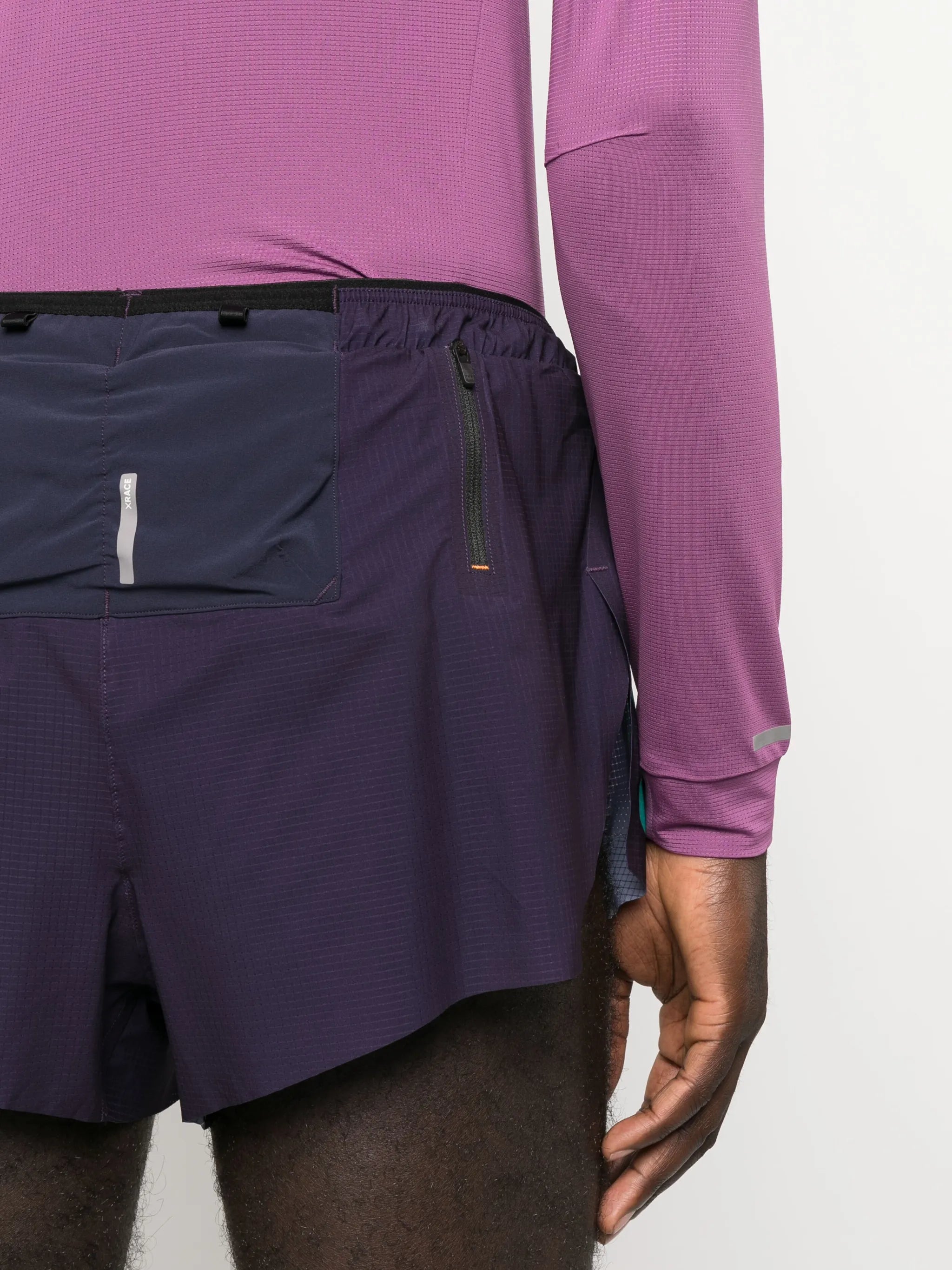 grid-pattern track shorts