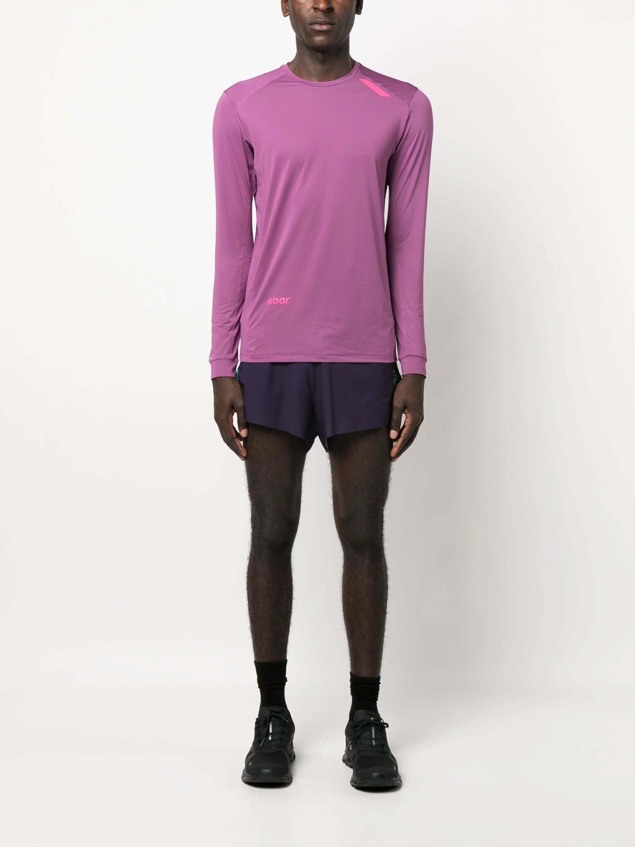grid-pattern track shorts
