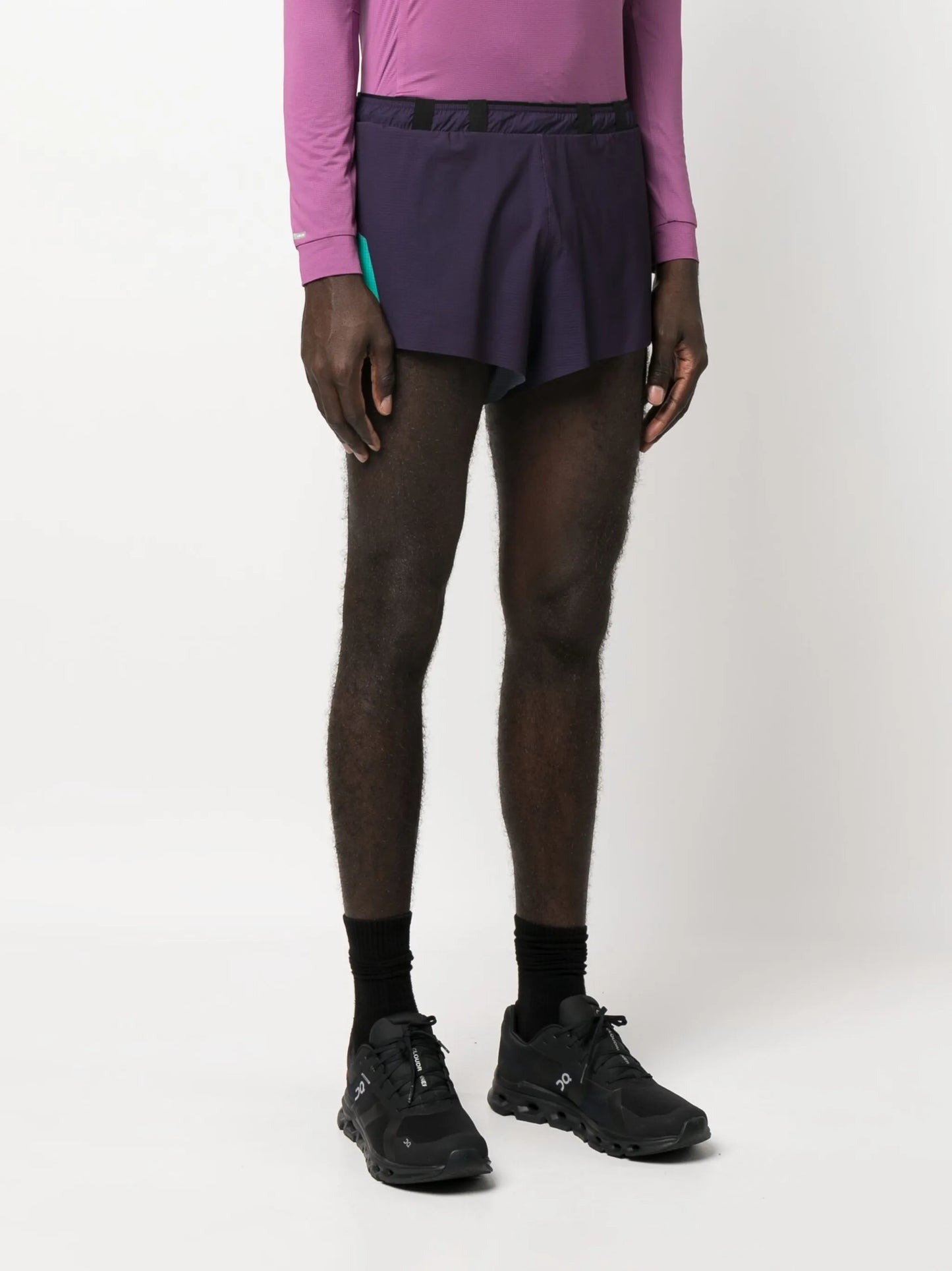 grid-pattern track shorts