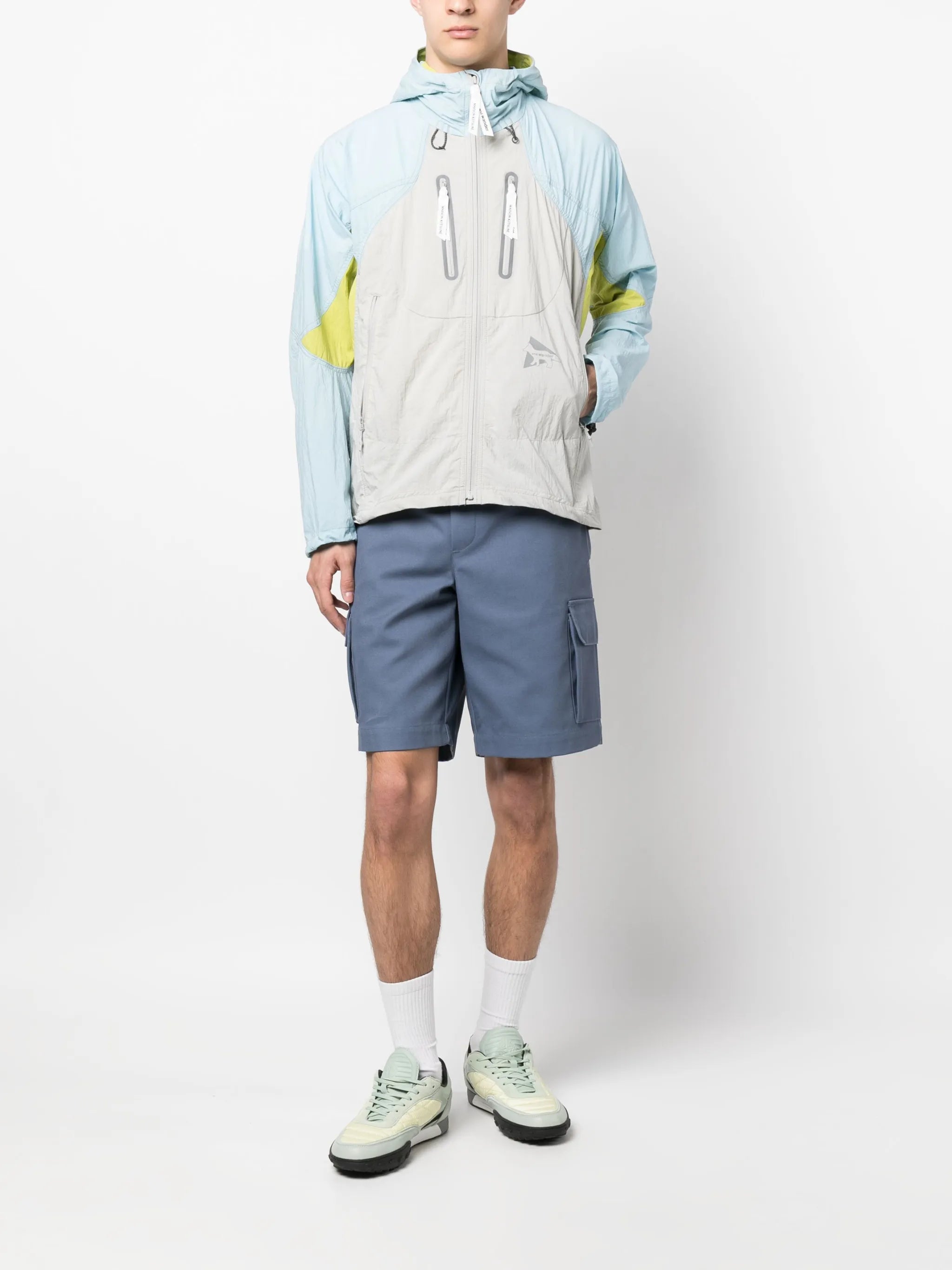 multi-panel hooded jacket