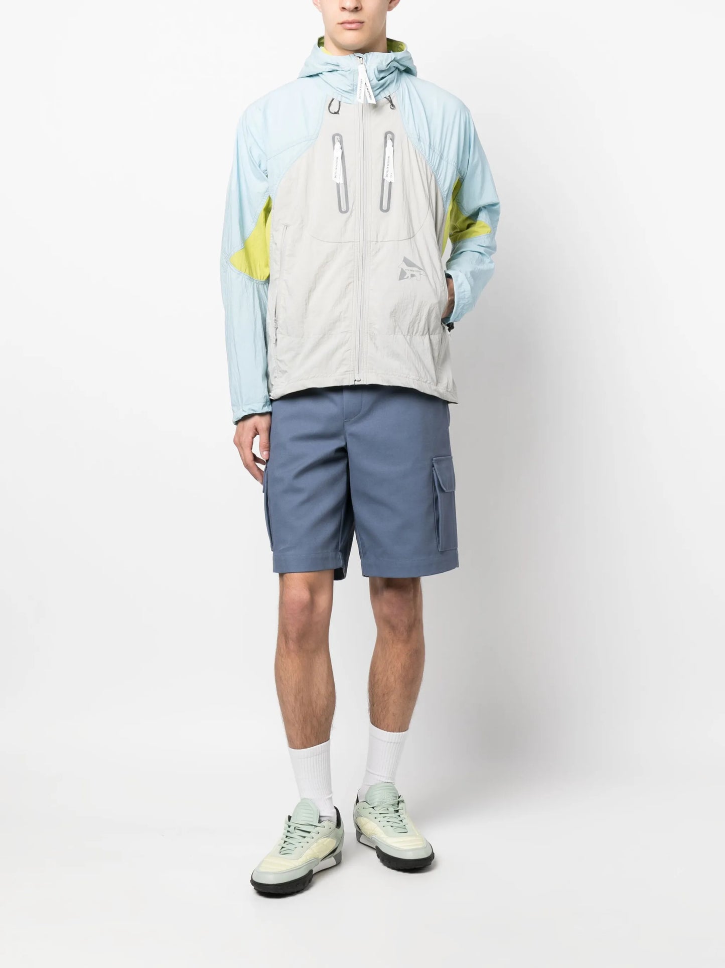 multi-panel hooded jacket