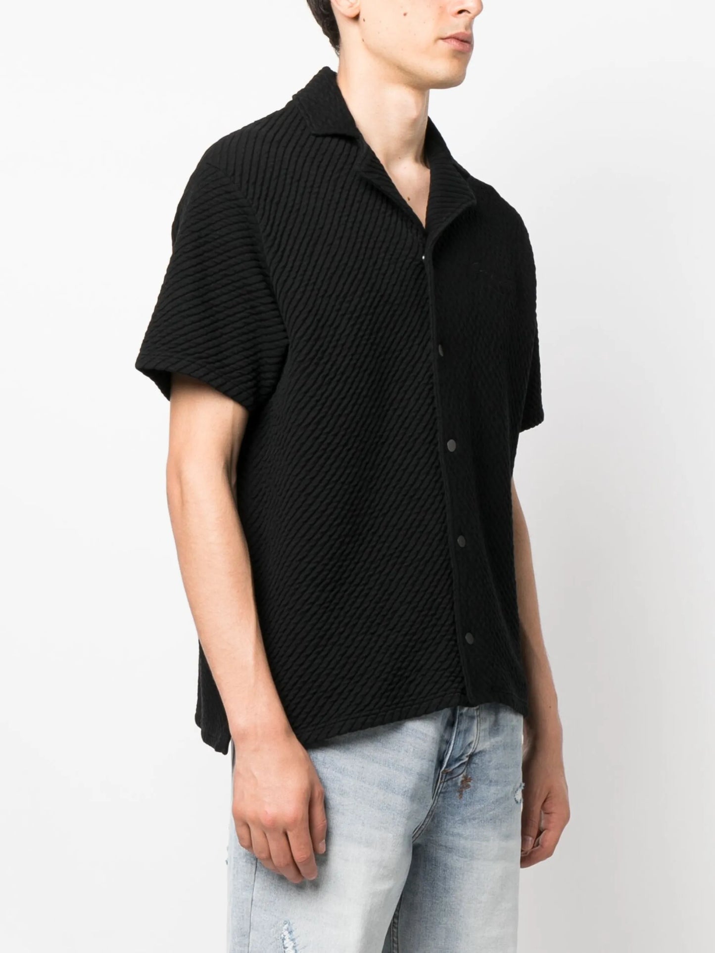 logo-embroidered notched-collar shirt