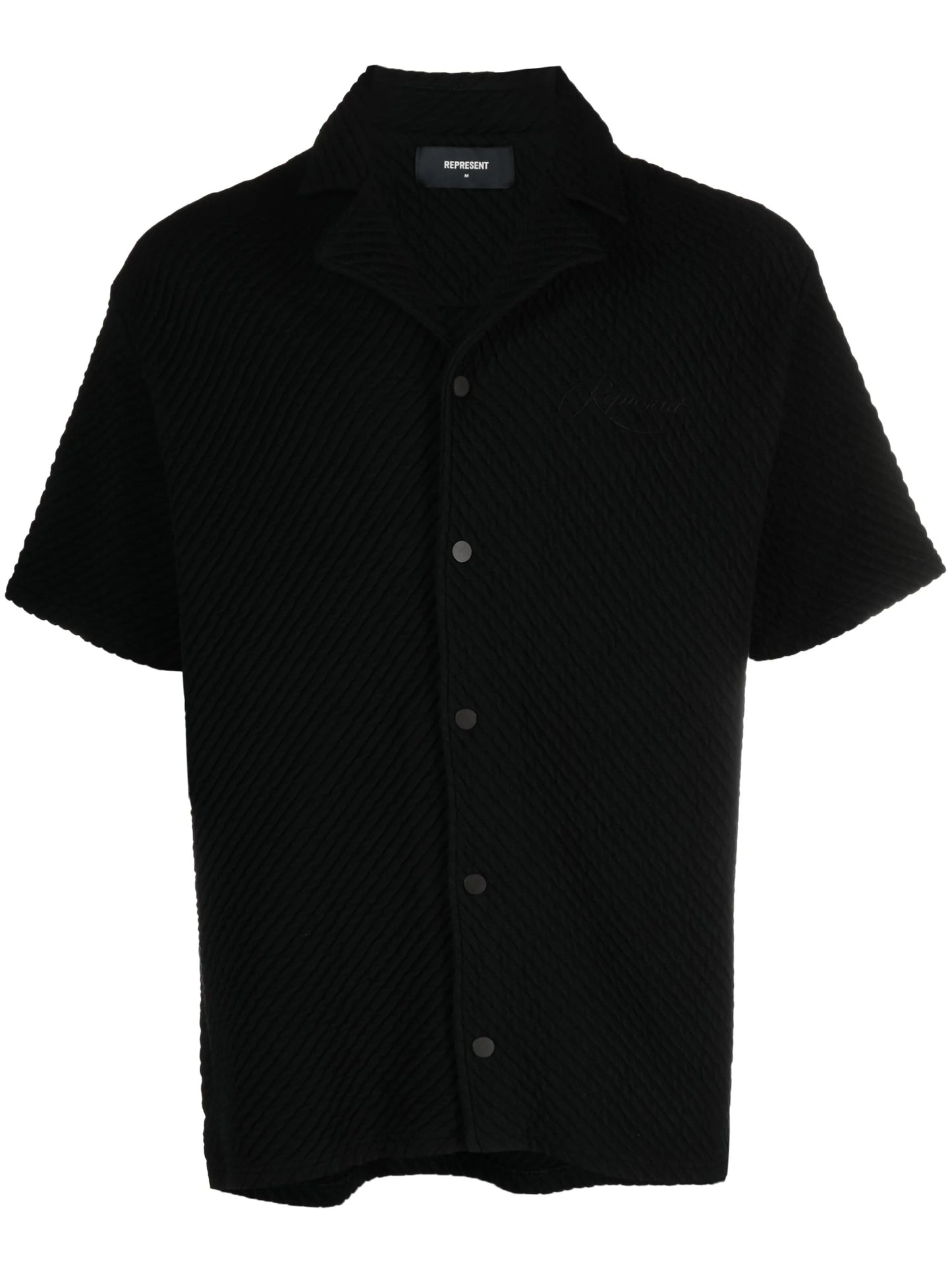 logo-embroidered notched-collar shirt