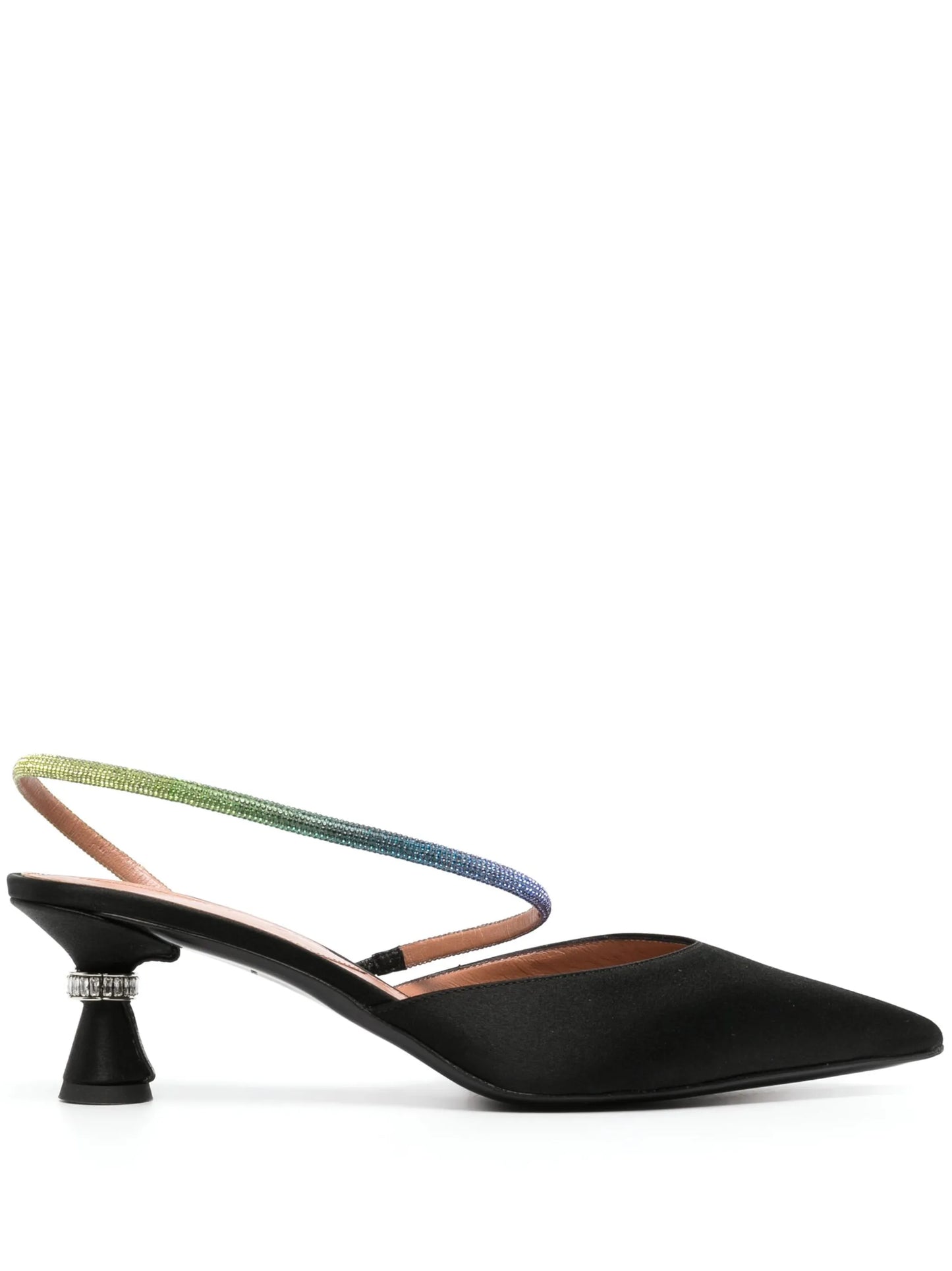 pointed-toe strap-detail pumps