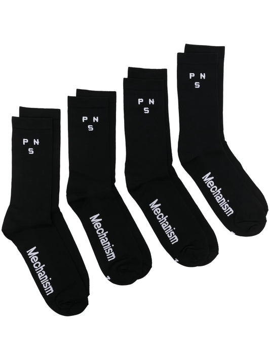 'Mechanism' logo-intarsia socks