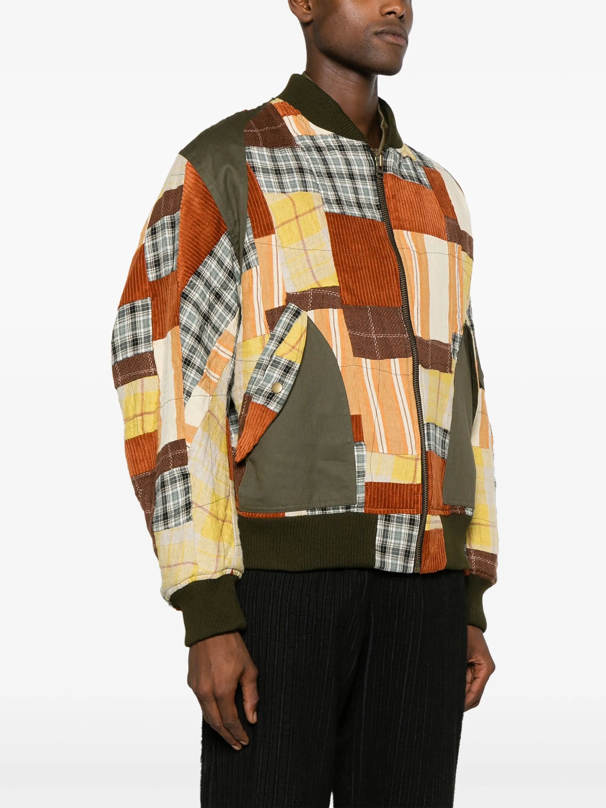 patchwork-design bomber jacket