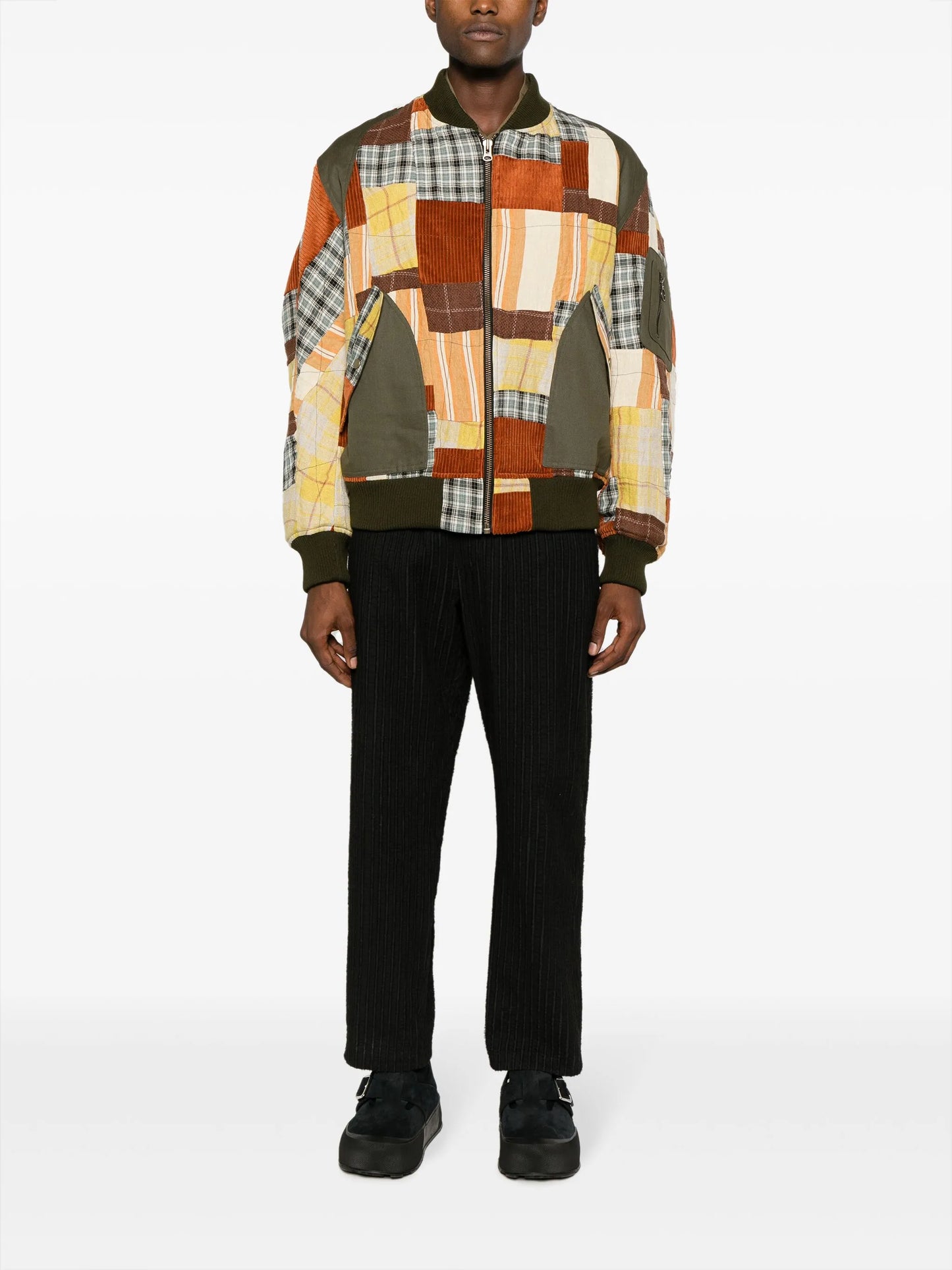 patchwork-design bomber jacket