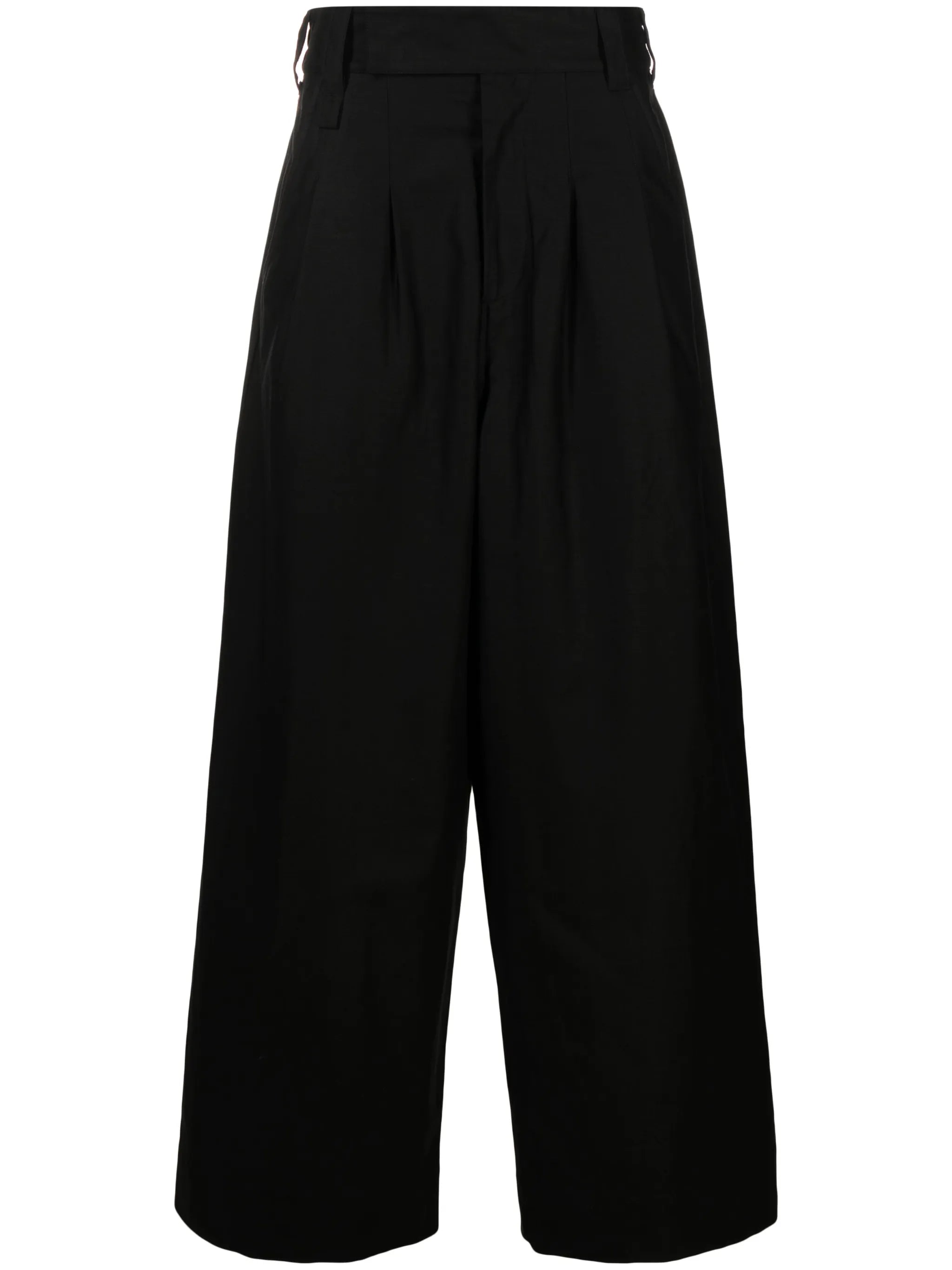 pleat-detailing cotton wide-leg trousers