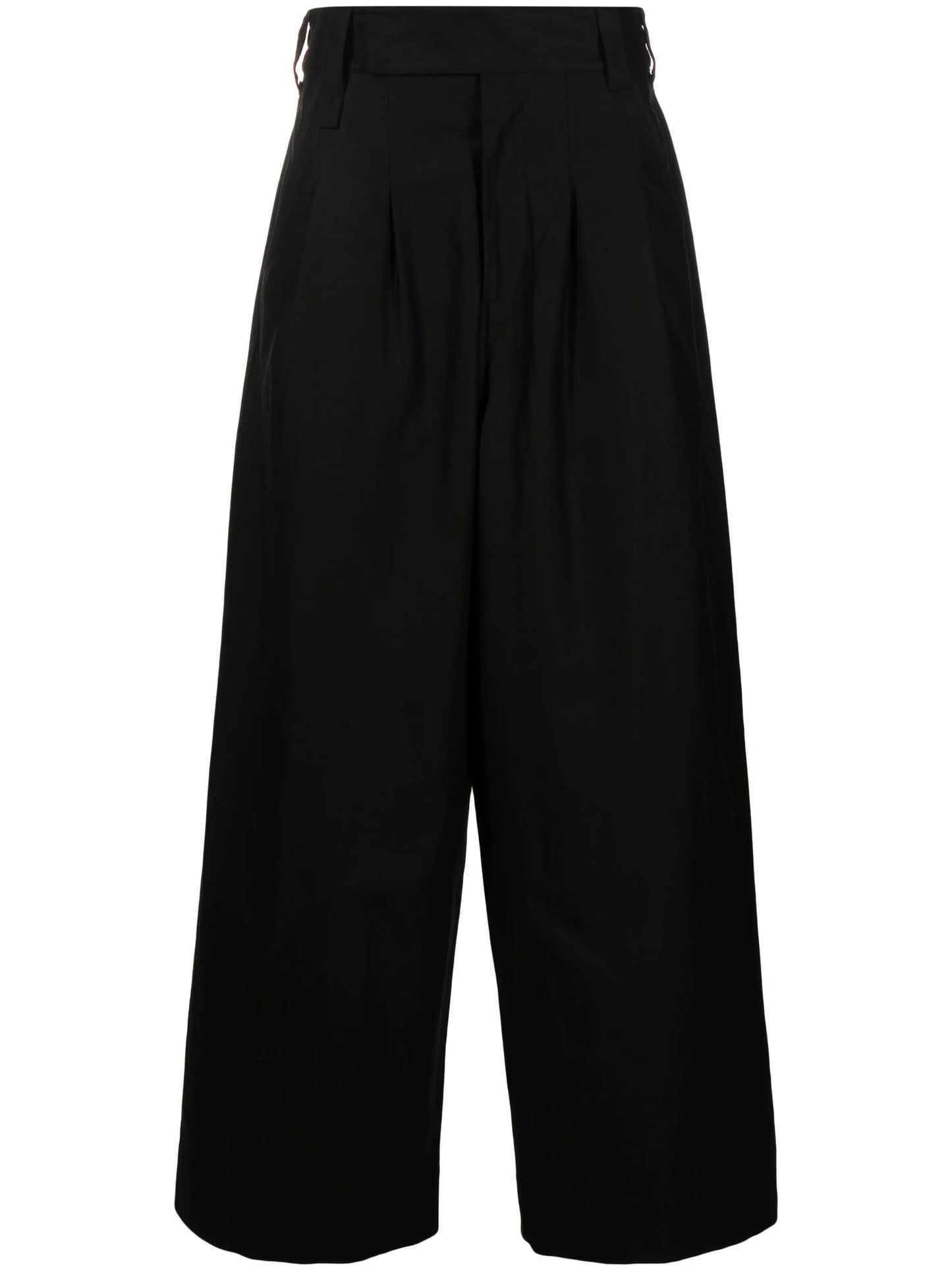 pleat-detailing cotton wide-leg trousers