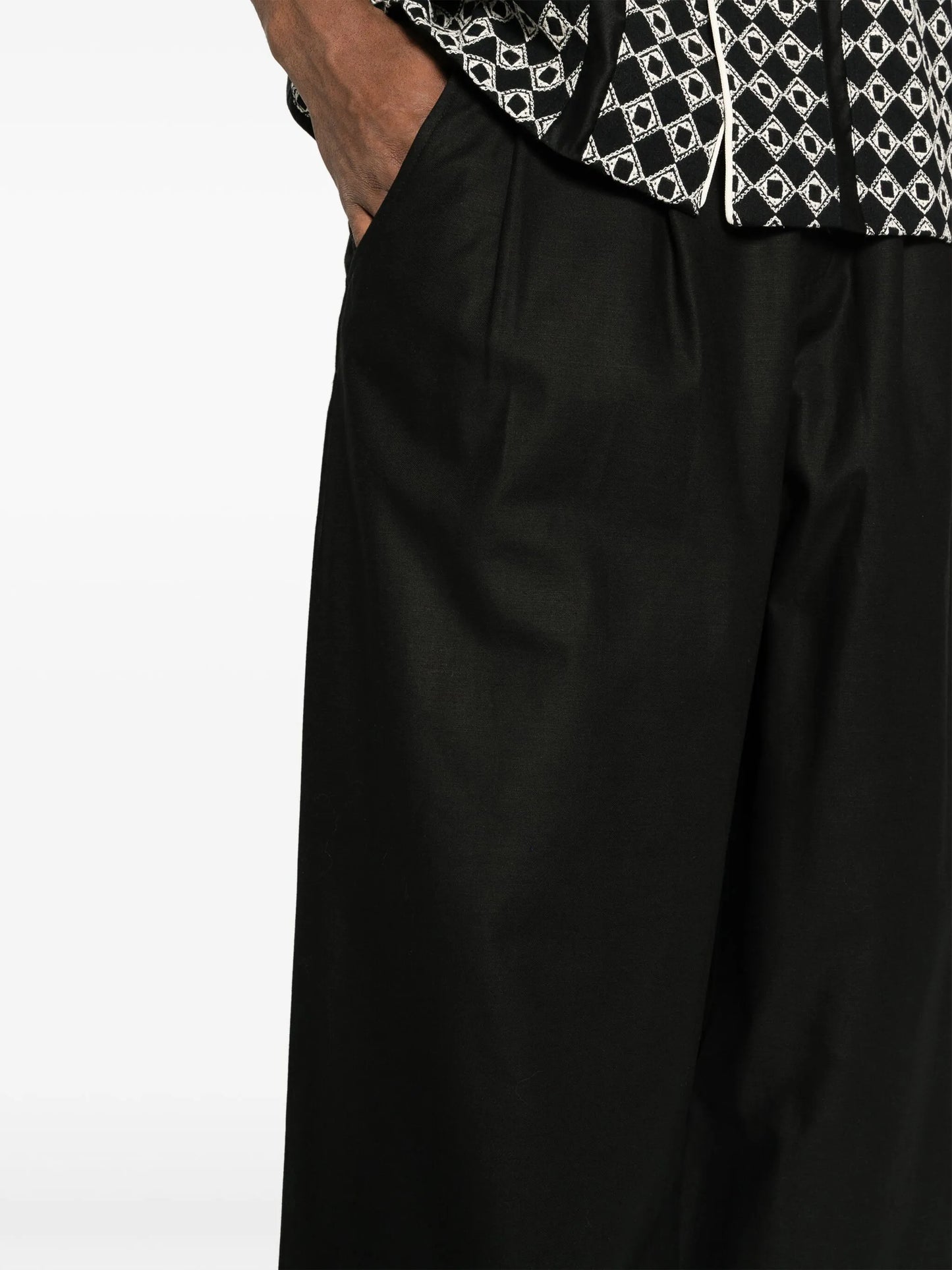 pleat-detailing cotton wide-leg trousers