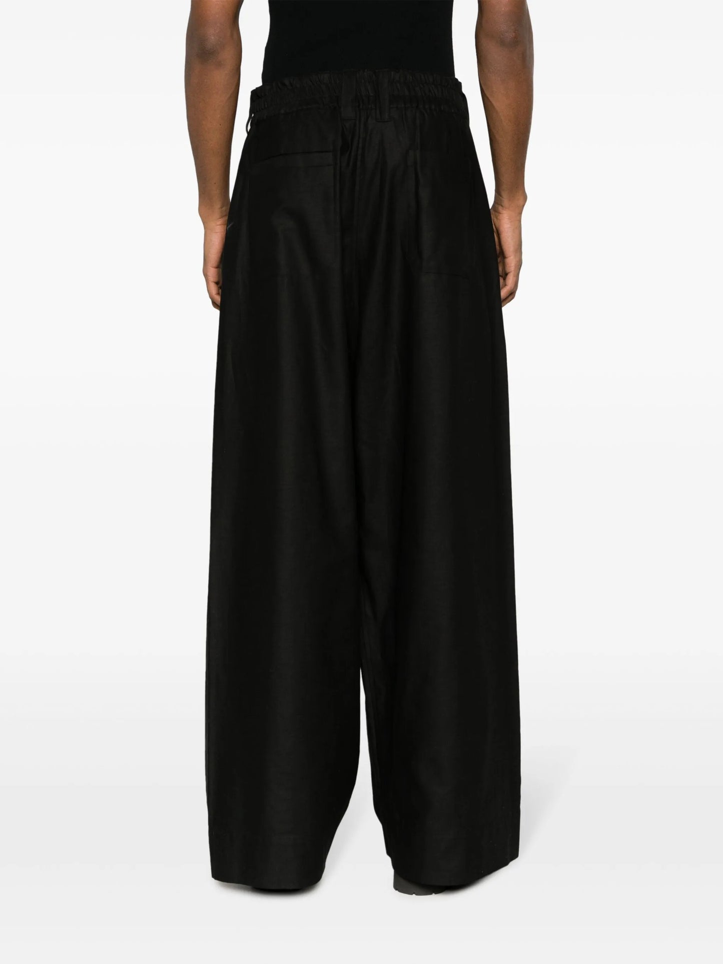 pleat-detailing cotton wide-leg trousers
