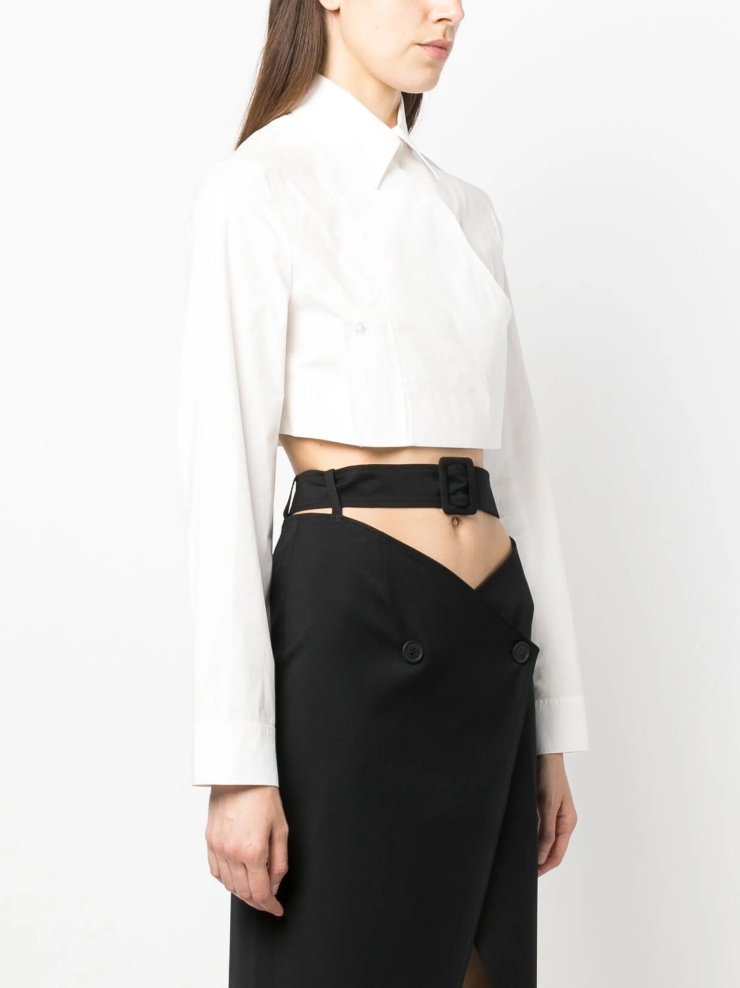 cropped double-breasted shirt