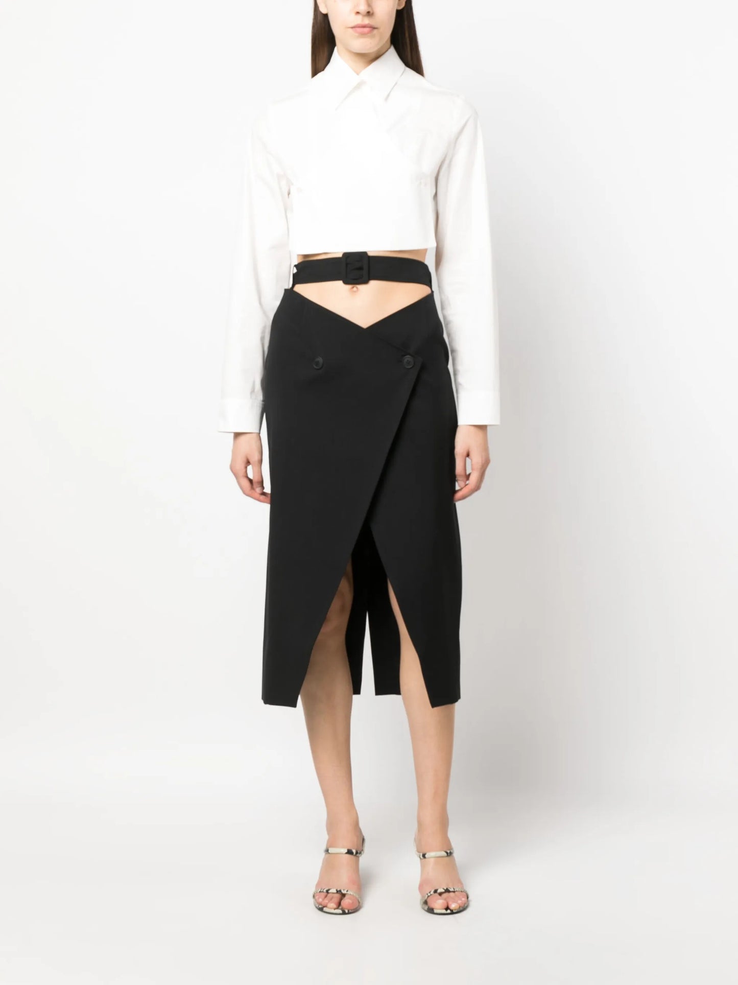 cropped double-breasted shirt