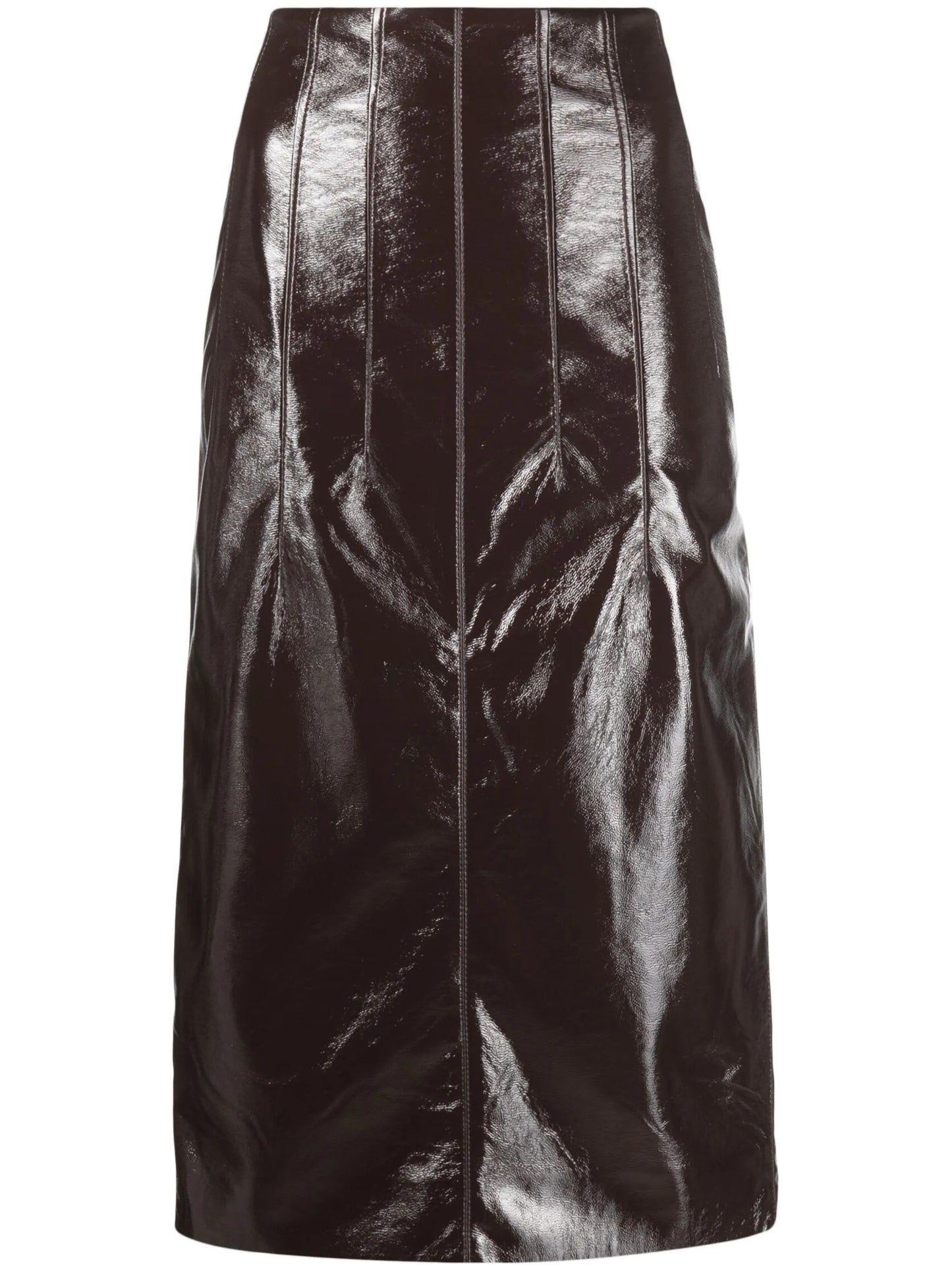 high-waist vinyl pencil skirt