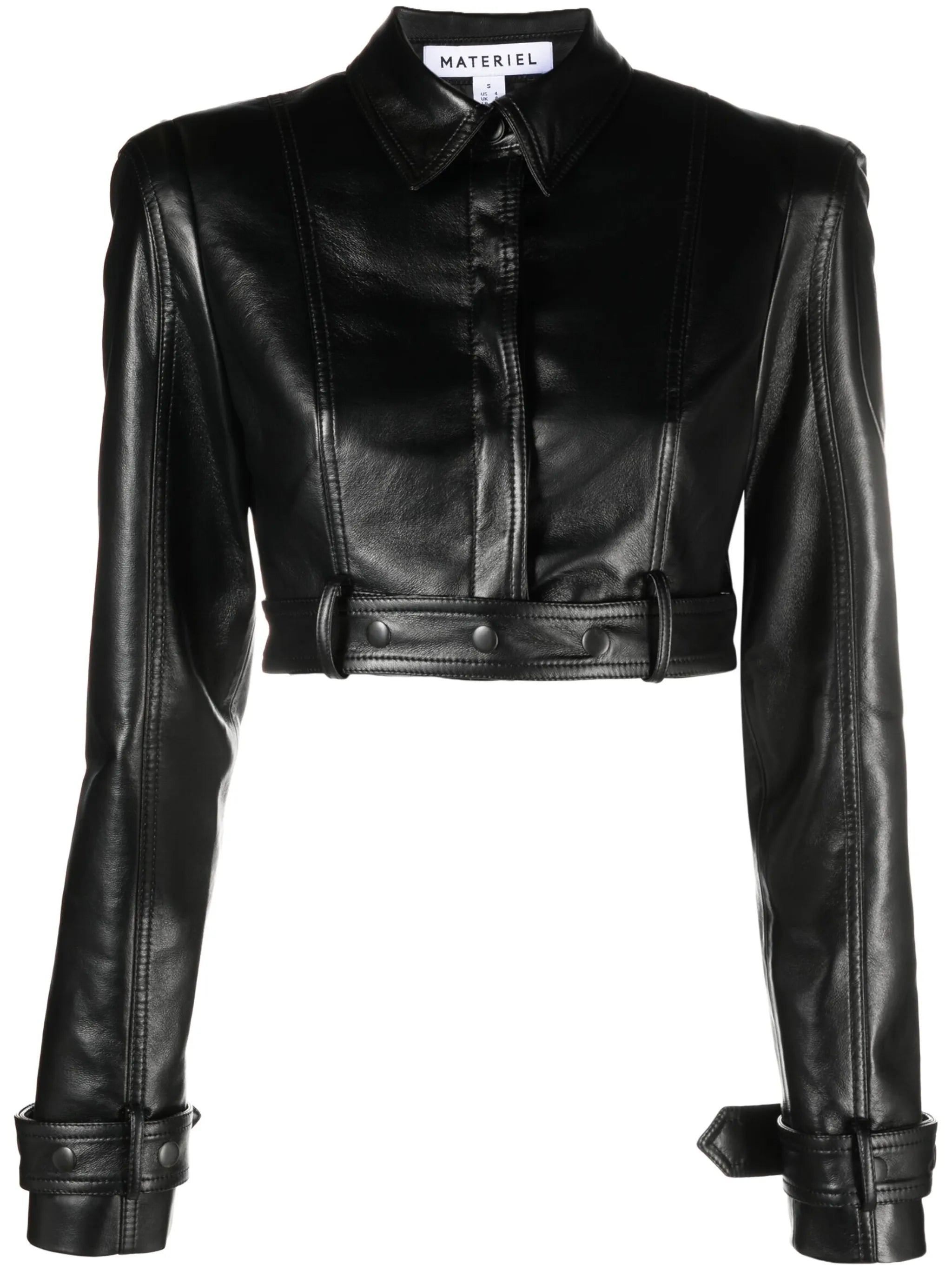 cut-out faux leather jacket