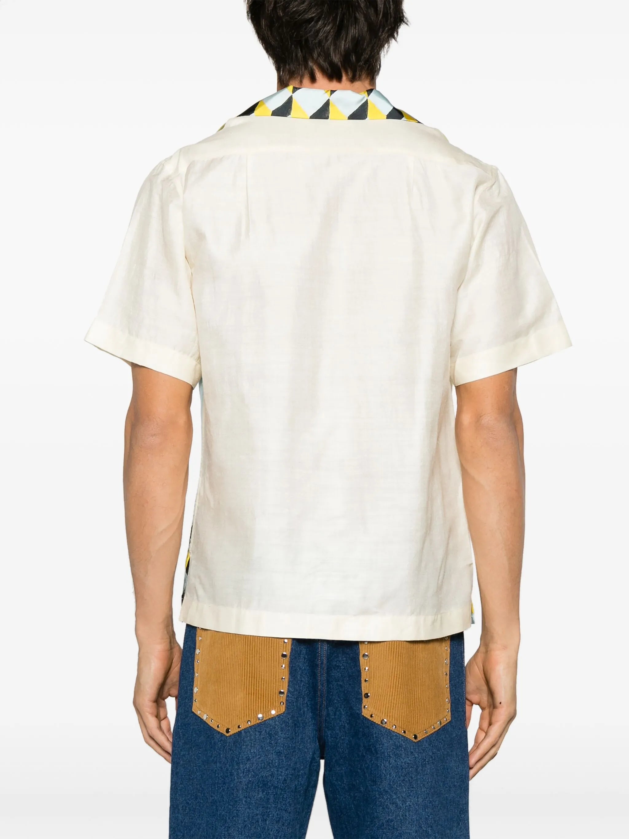 Birdsong-print silk shirt