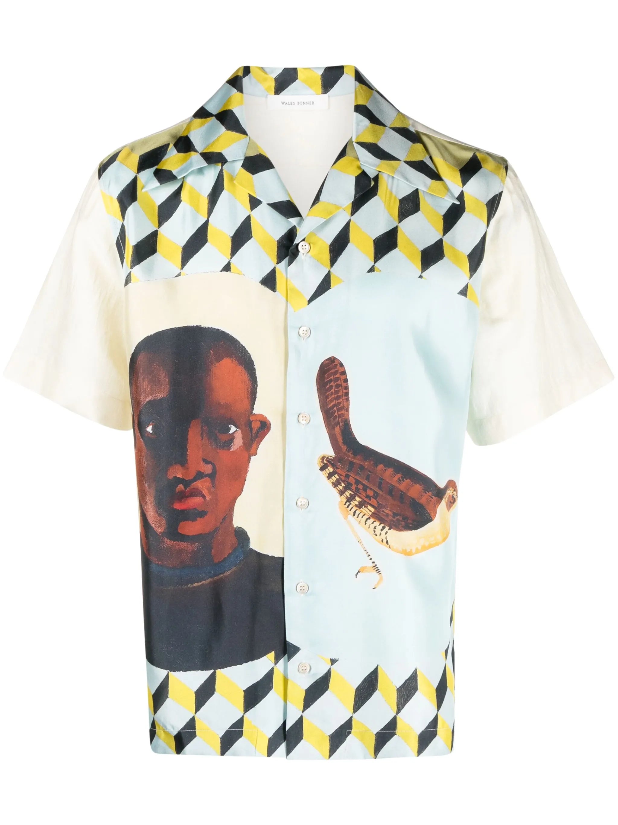 Birdsong-print silk shirt