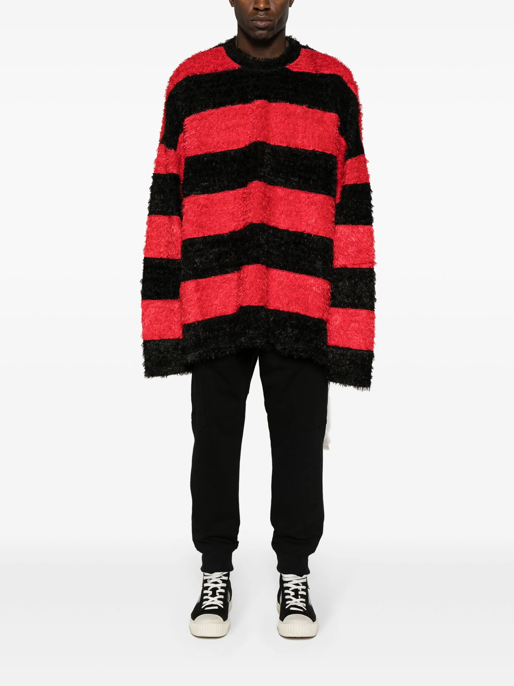 skull-embroidered striped jumper