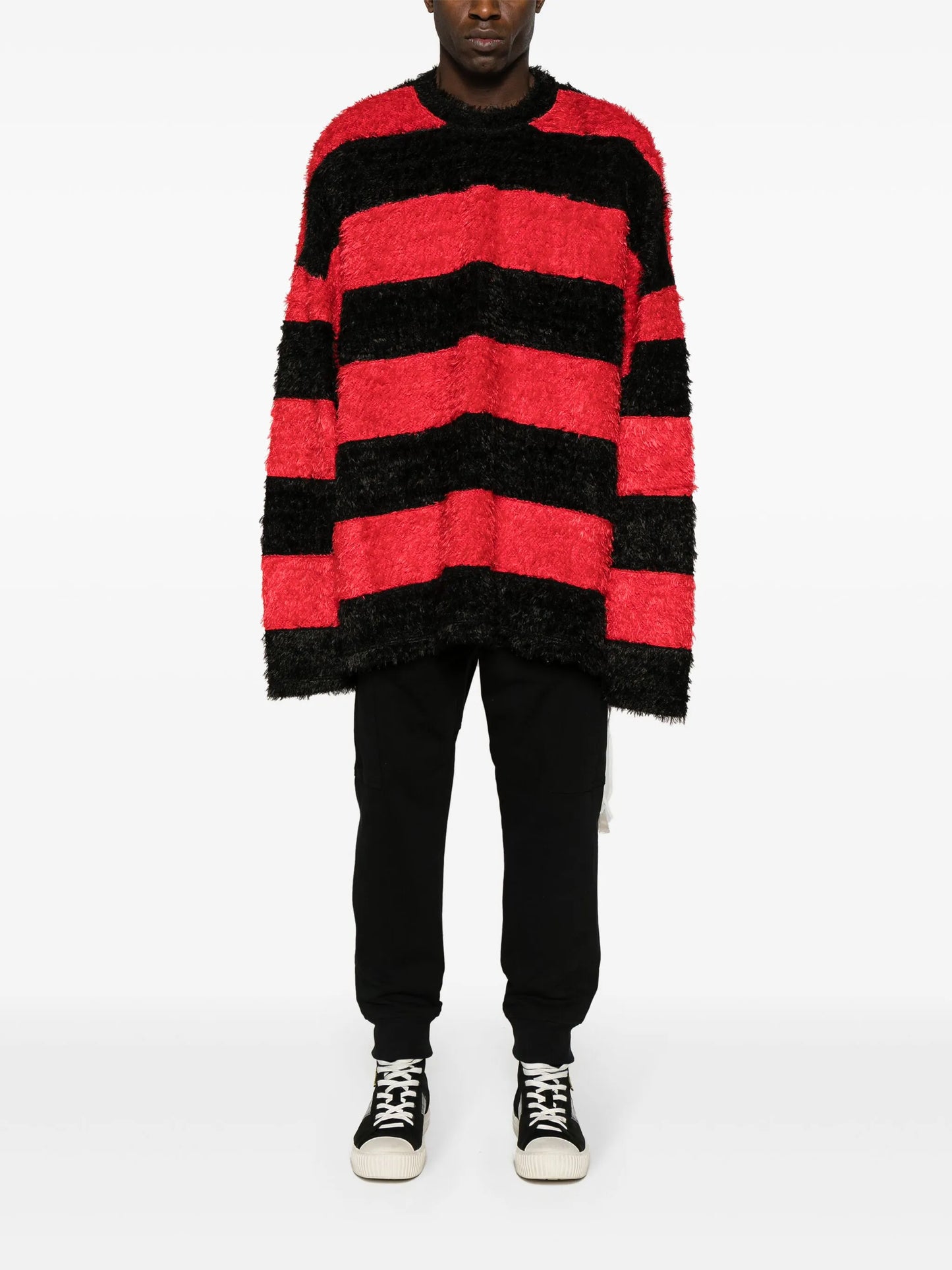 skull-embroidered striped jumper