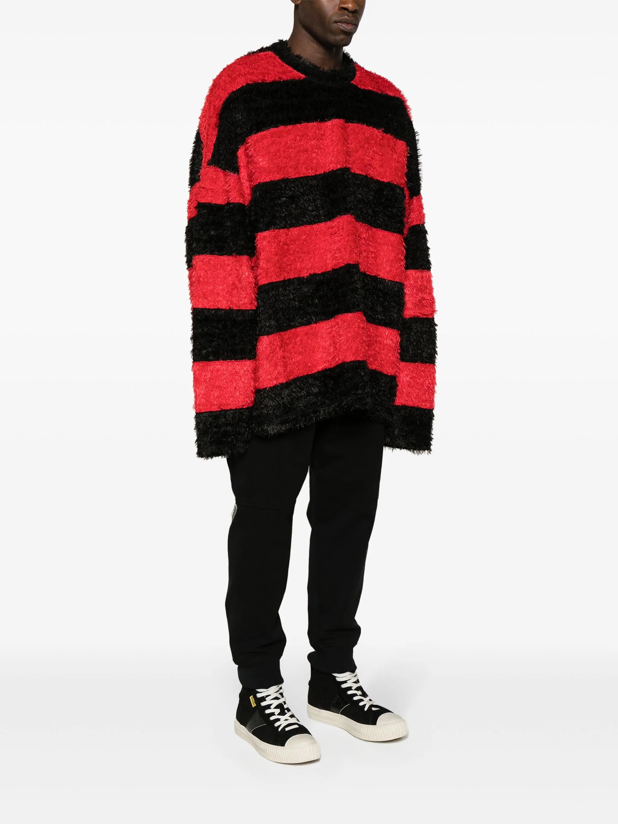 skull-embroidered striped jumper