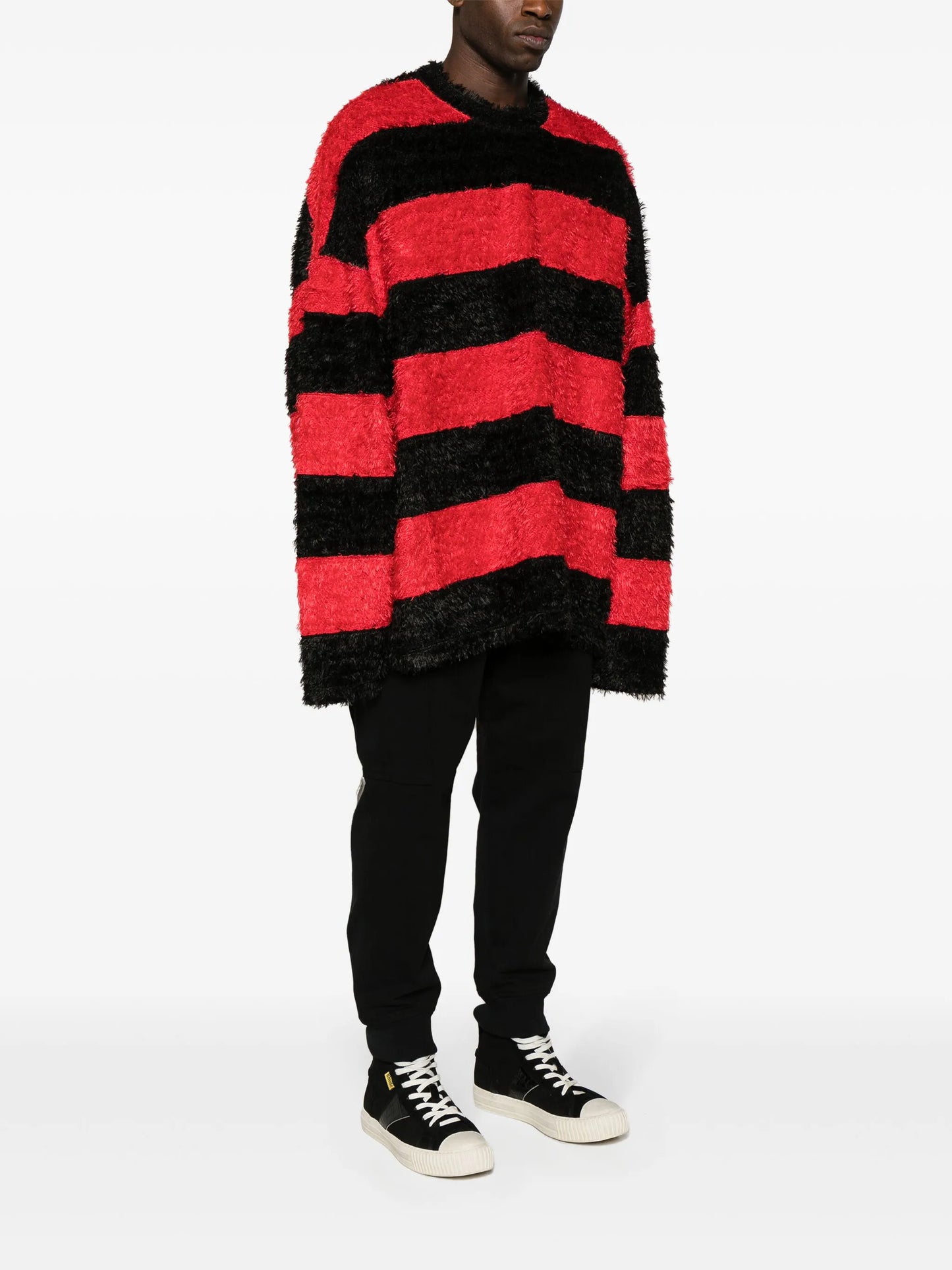 skull-embroidered striped jumper