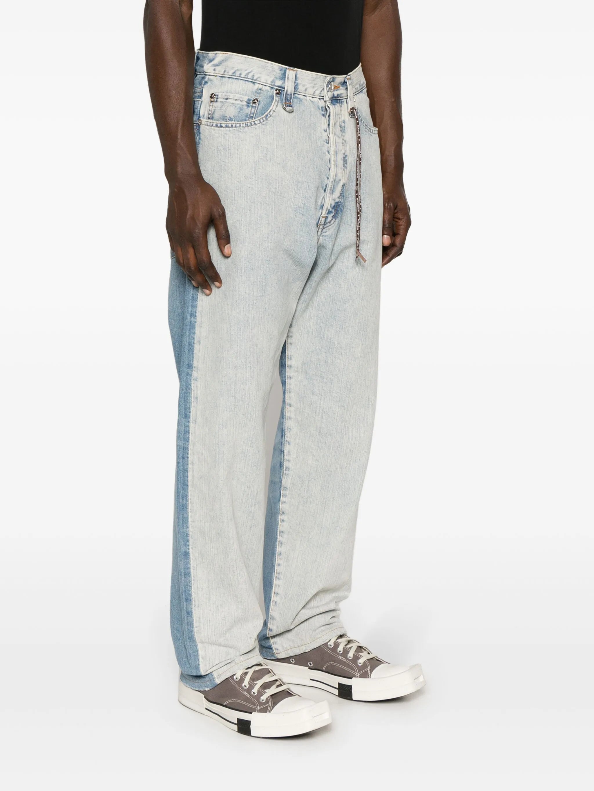 double-waist straight jeans