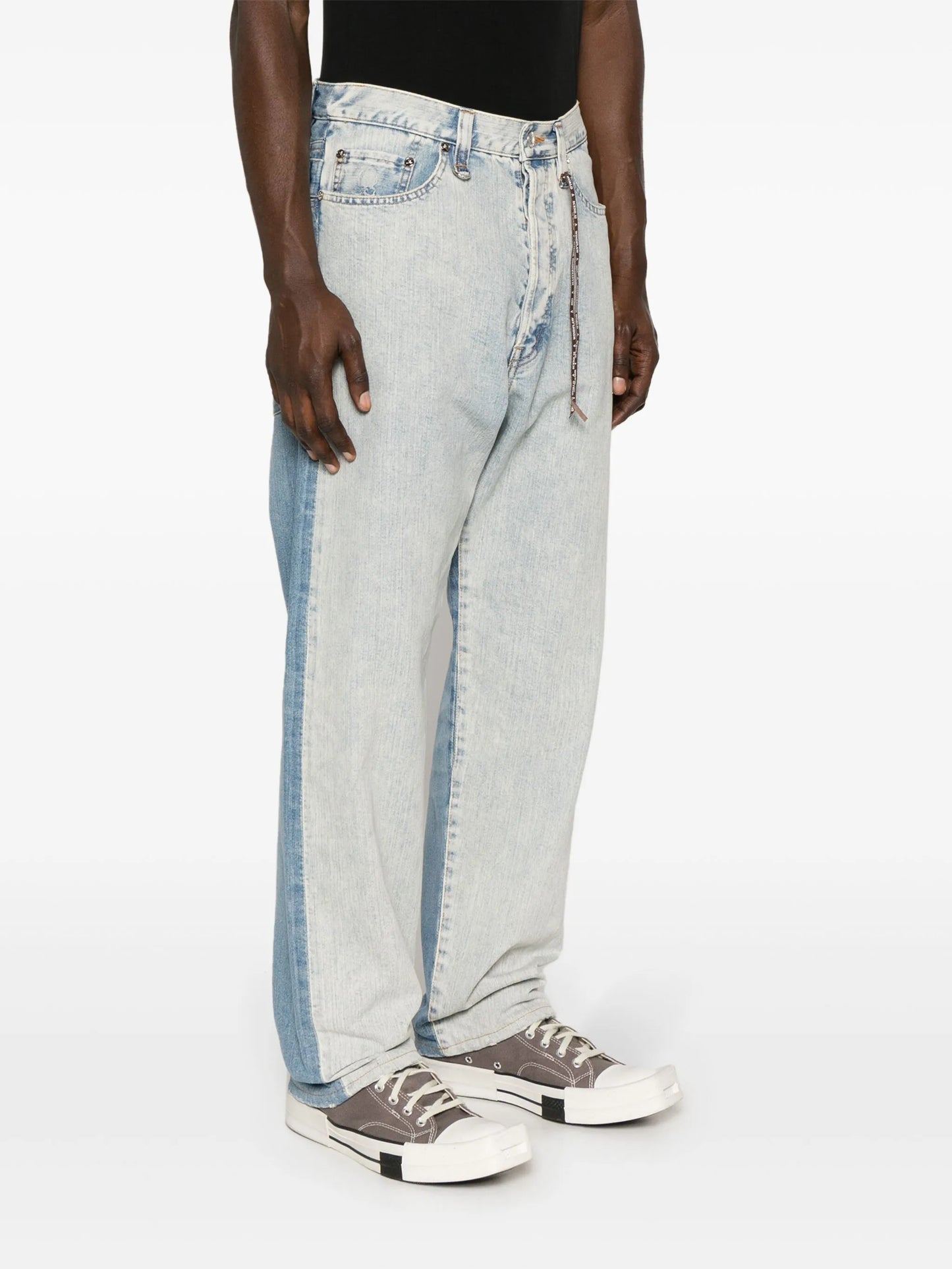 double-waist straight jeans