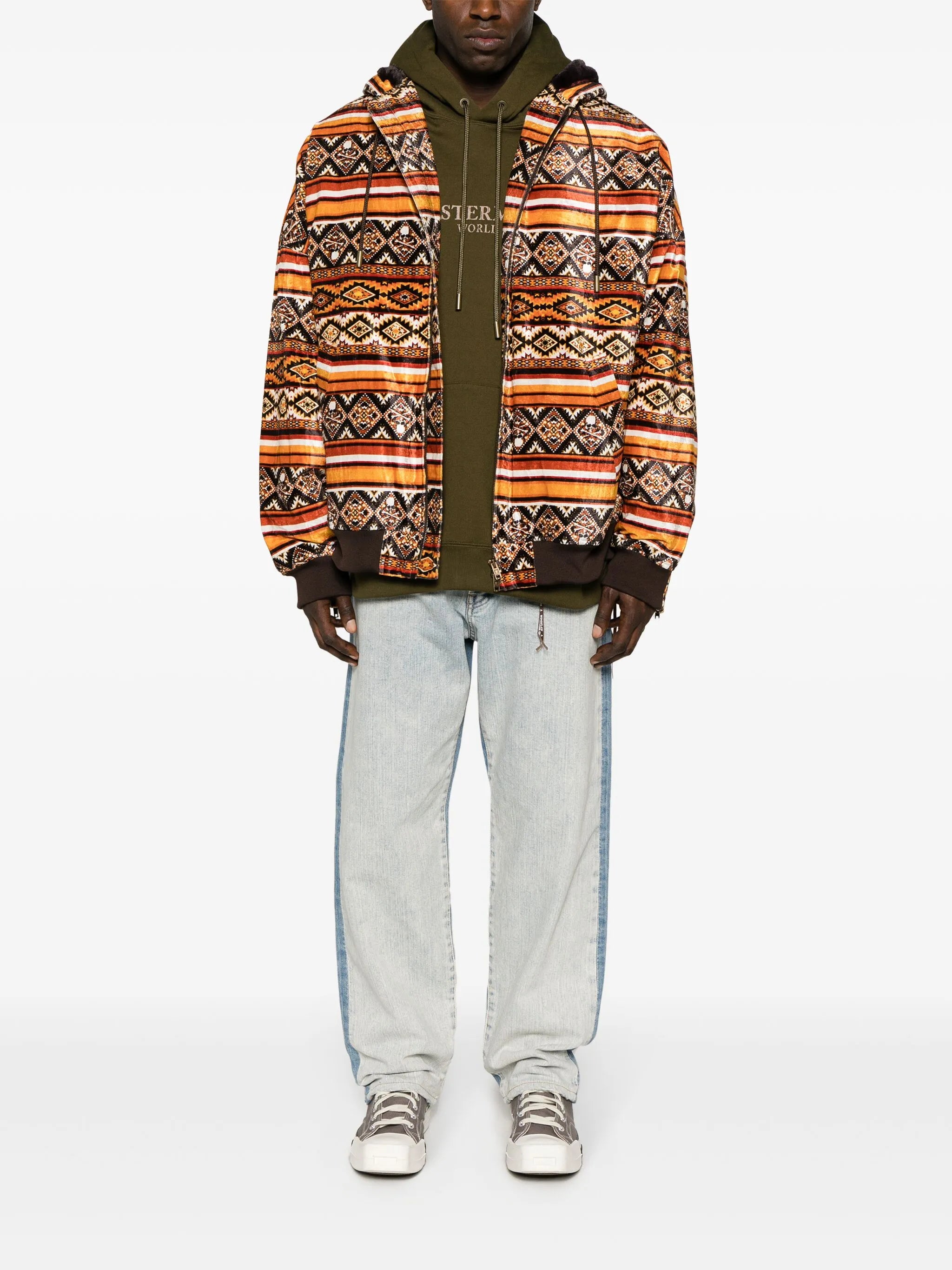 geometric-print hooded jacket