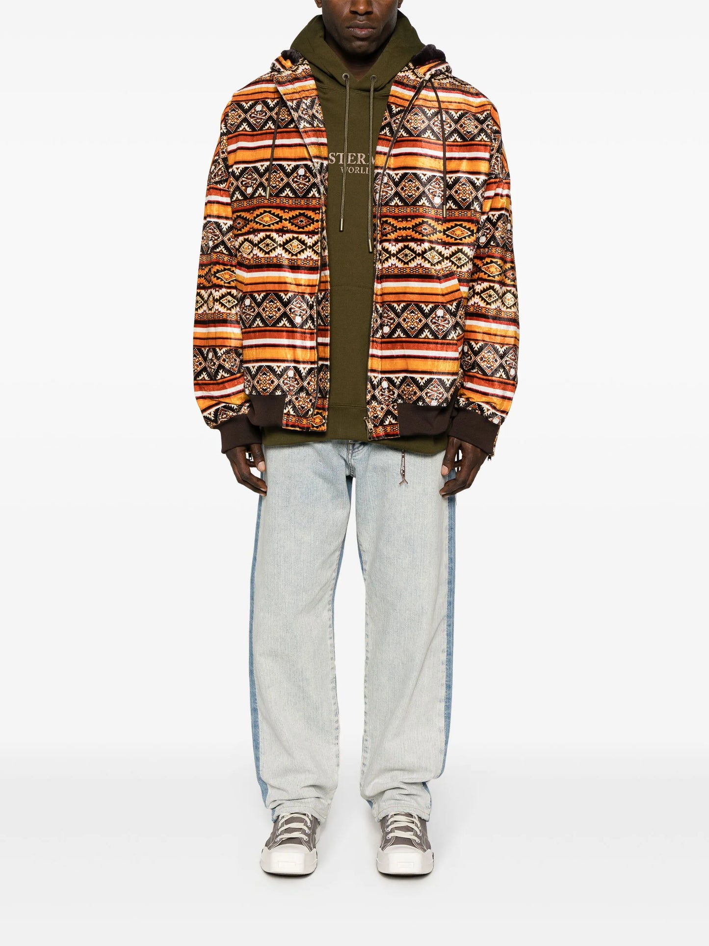 geometric-print hooded jacket