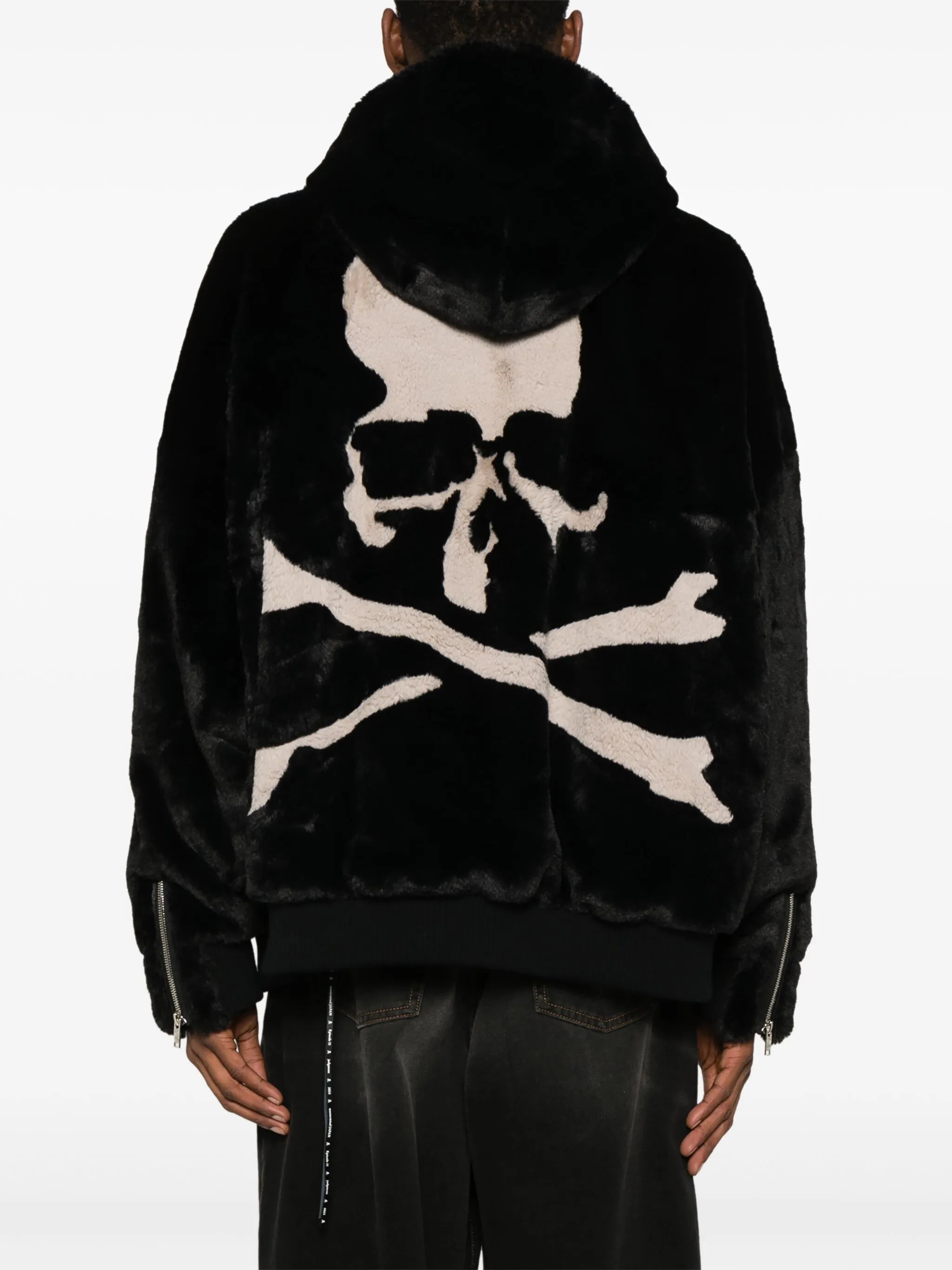 hooded faux-fur jacket