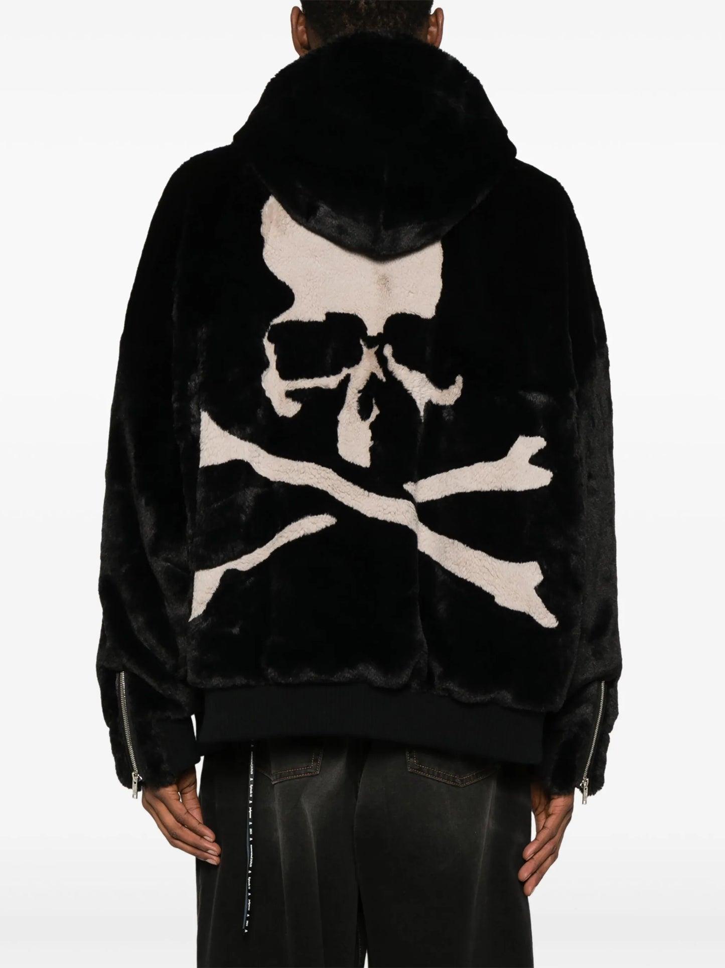hooded faux-fur jacket