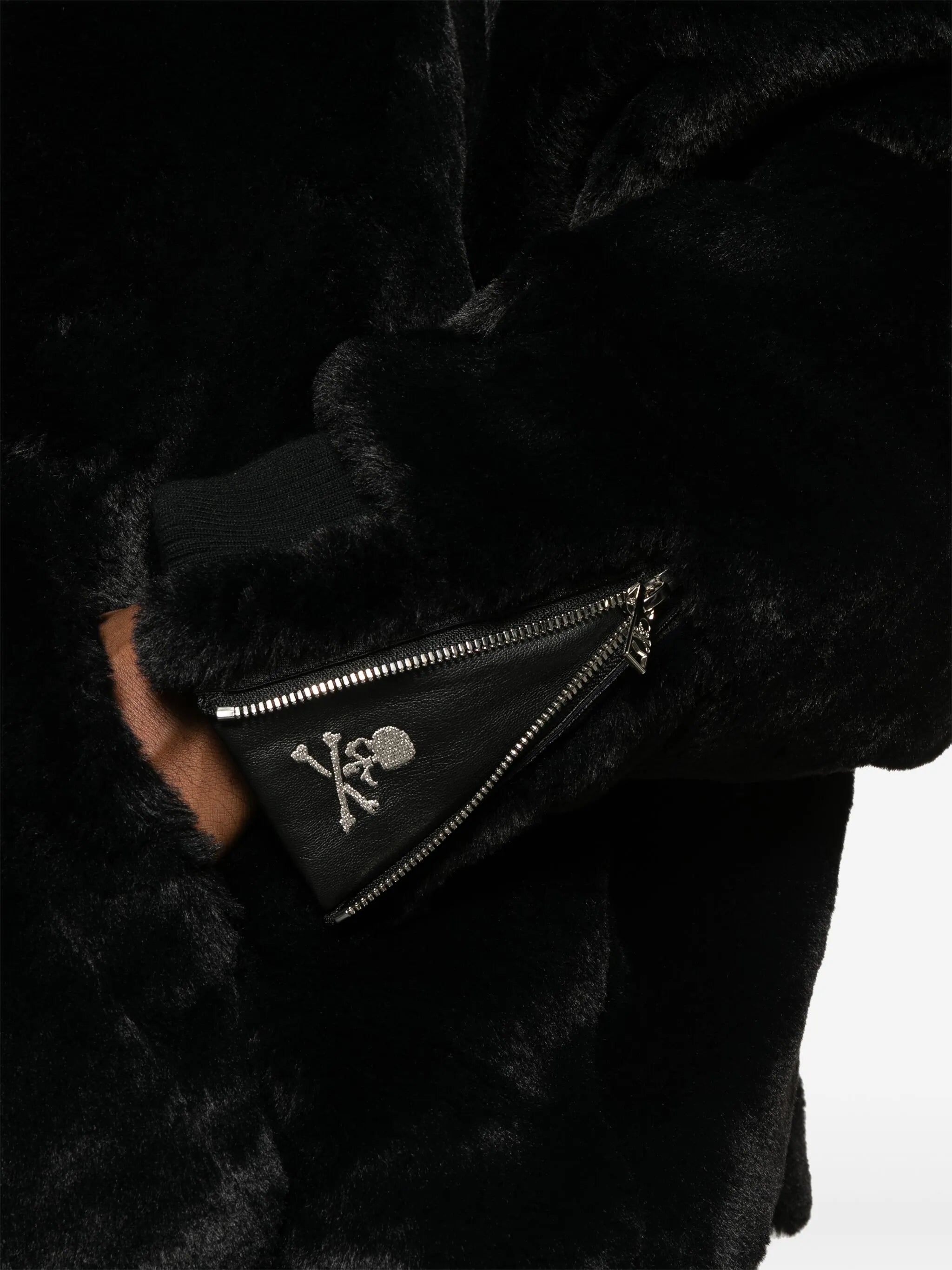 hooded faux-fur jacket