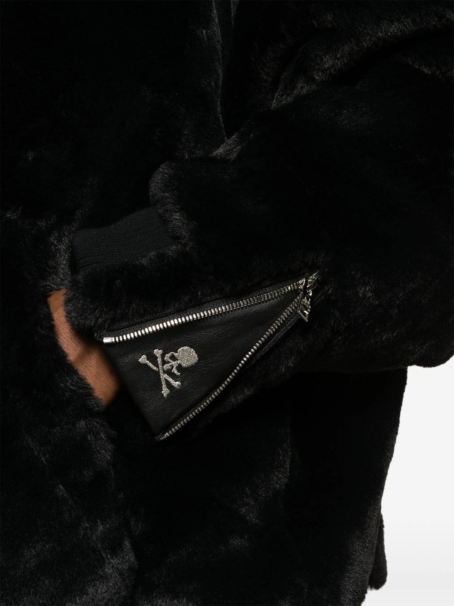 hooded faux-fur jacket