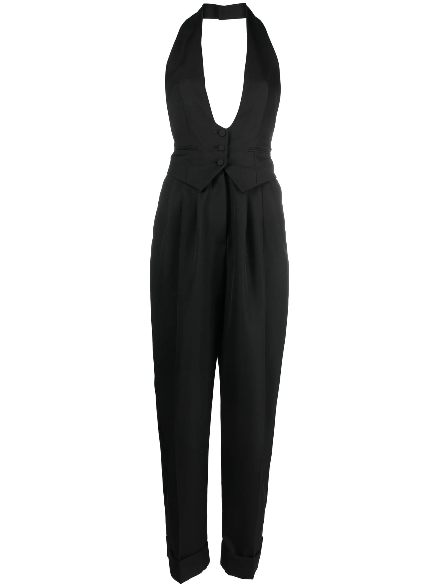 V-neck wool jumpsuit