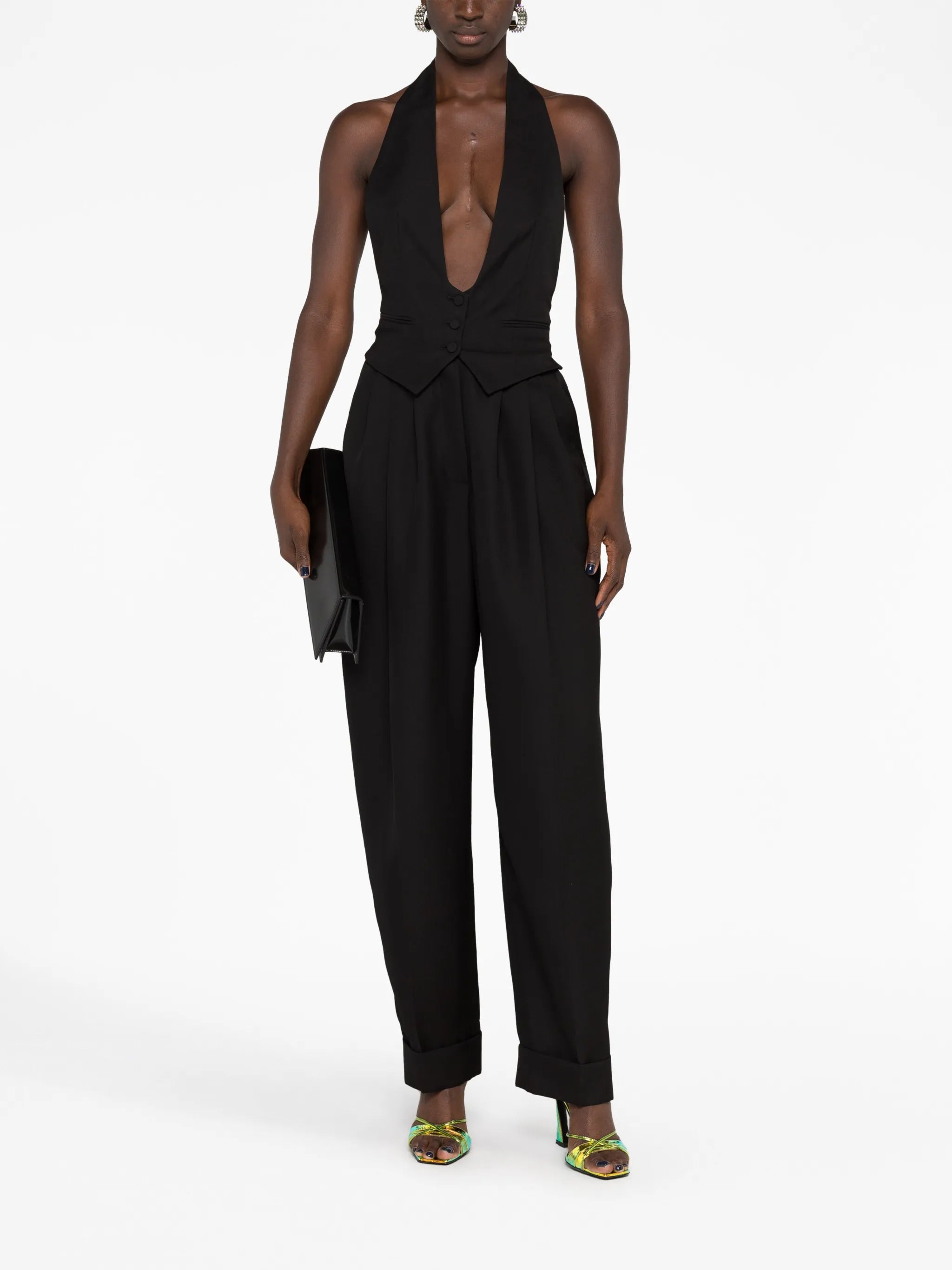 V-neck wool jumpsuit