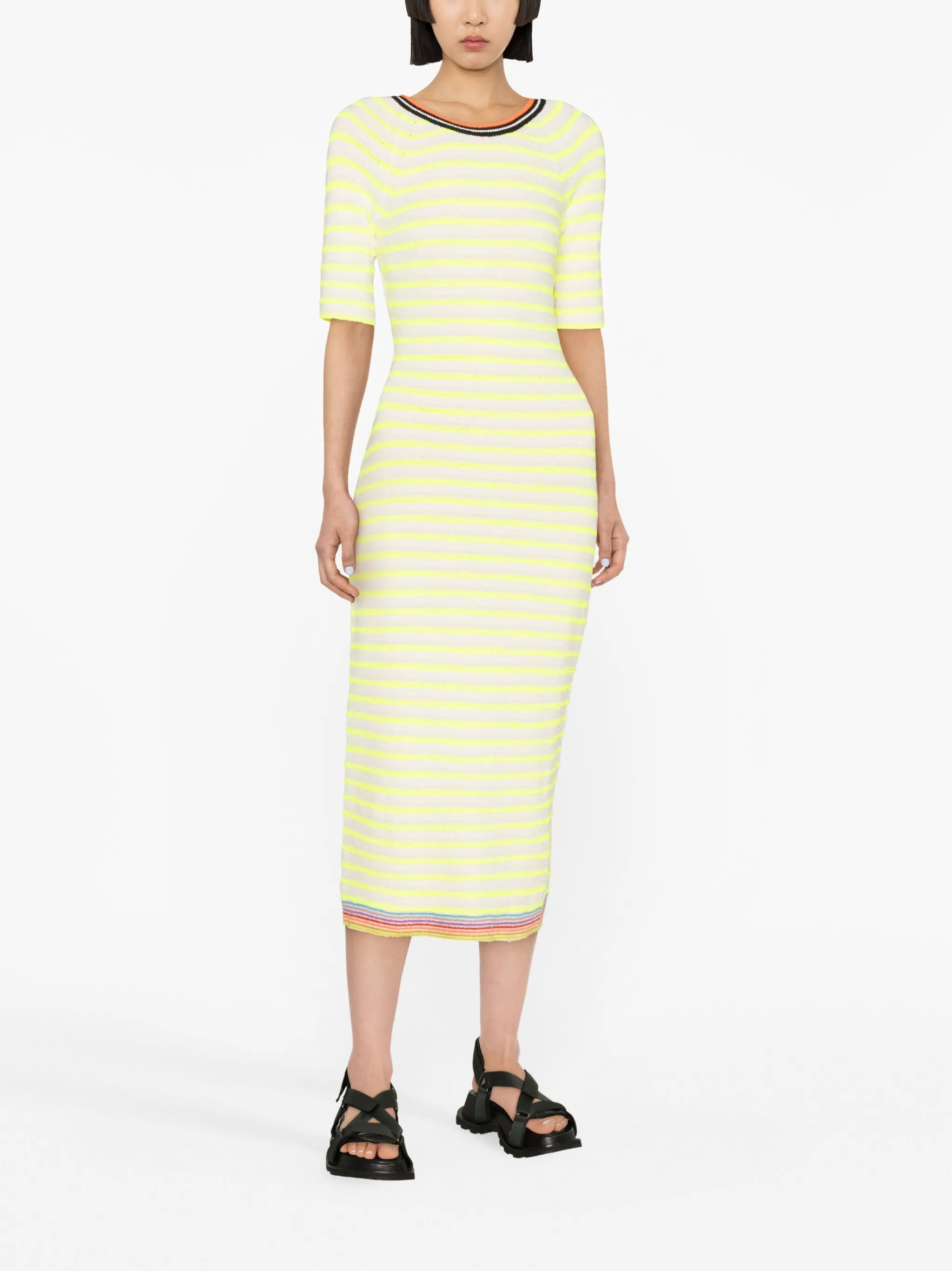 stripe-pattern knitted mididress