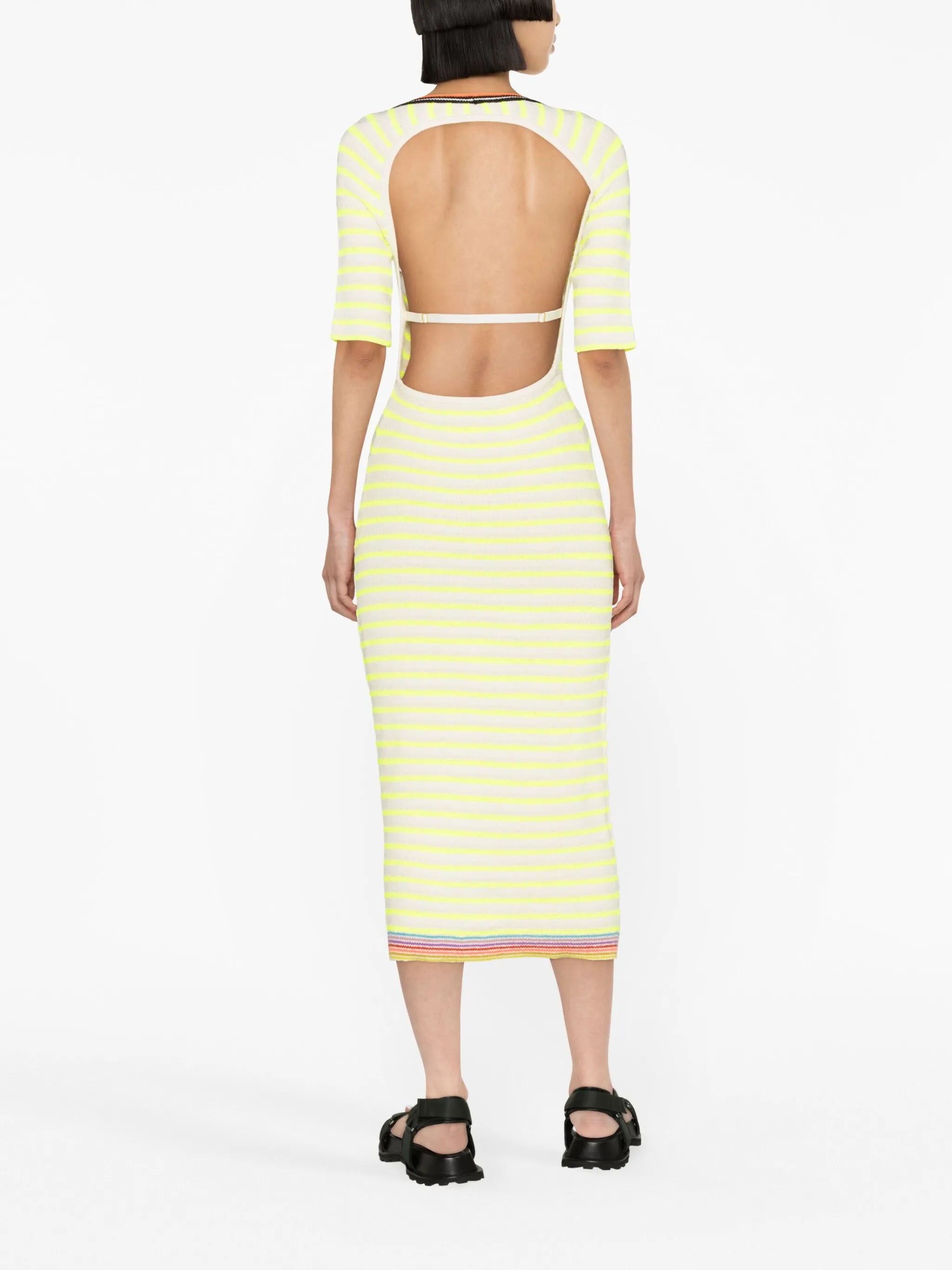 stripe-pattern knitted mididress