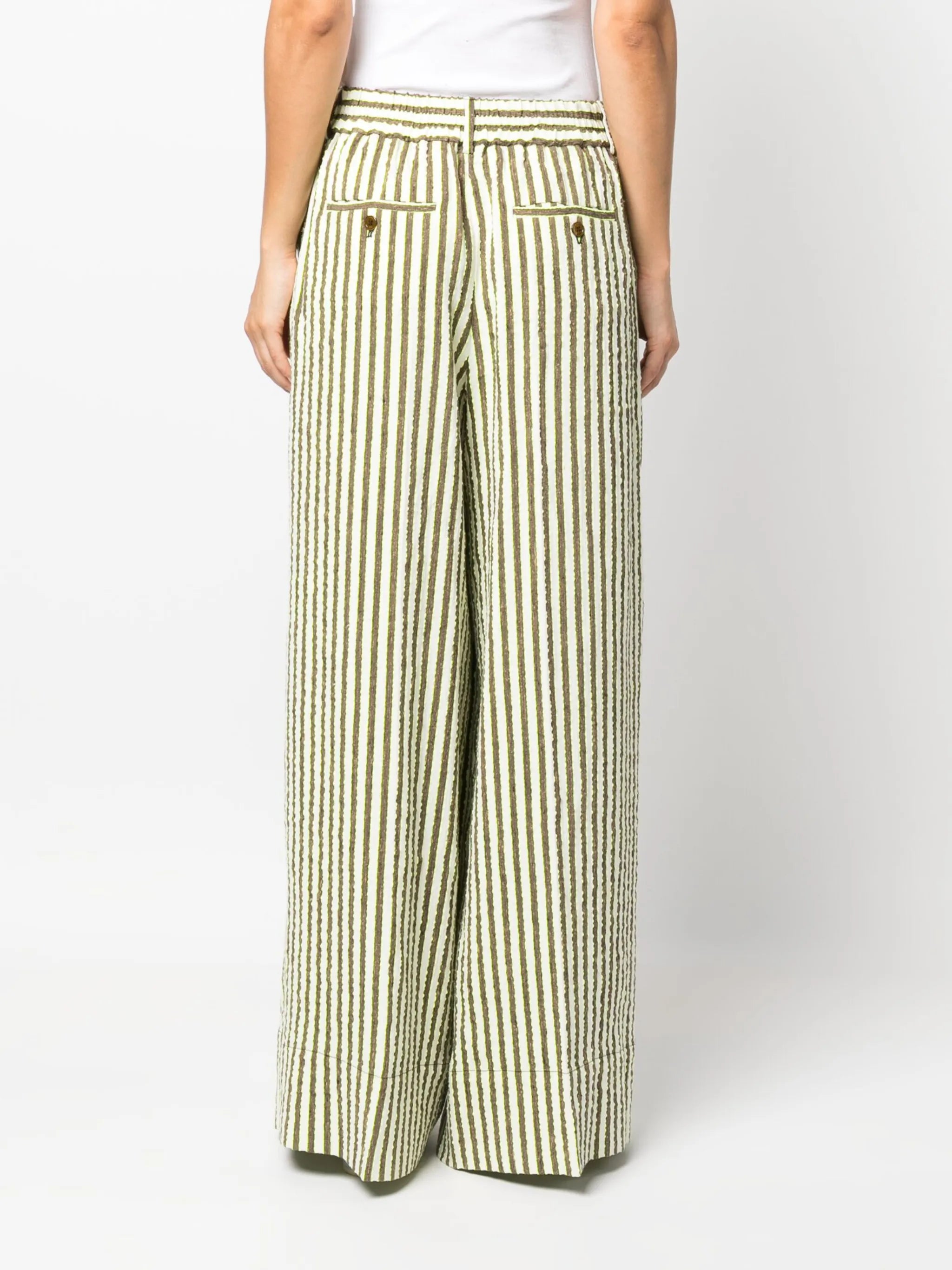 seersucker stripe-print trousers