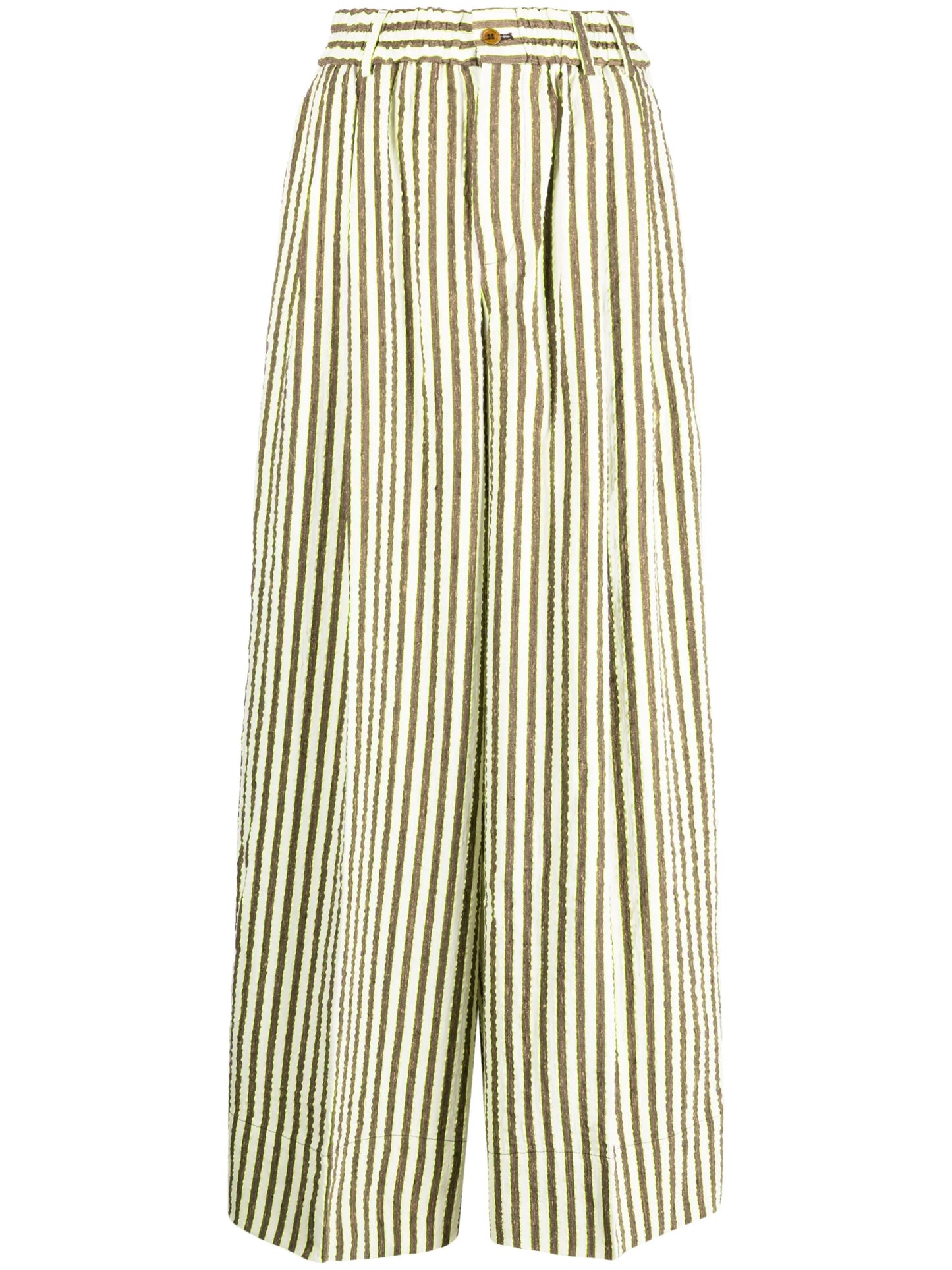 seersucker stripe-print trousers