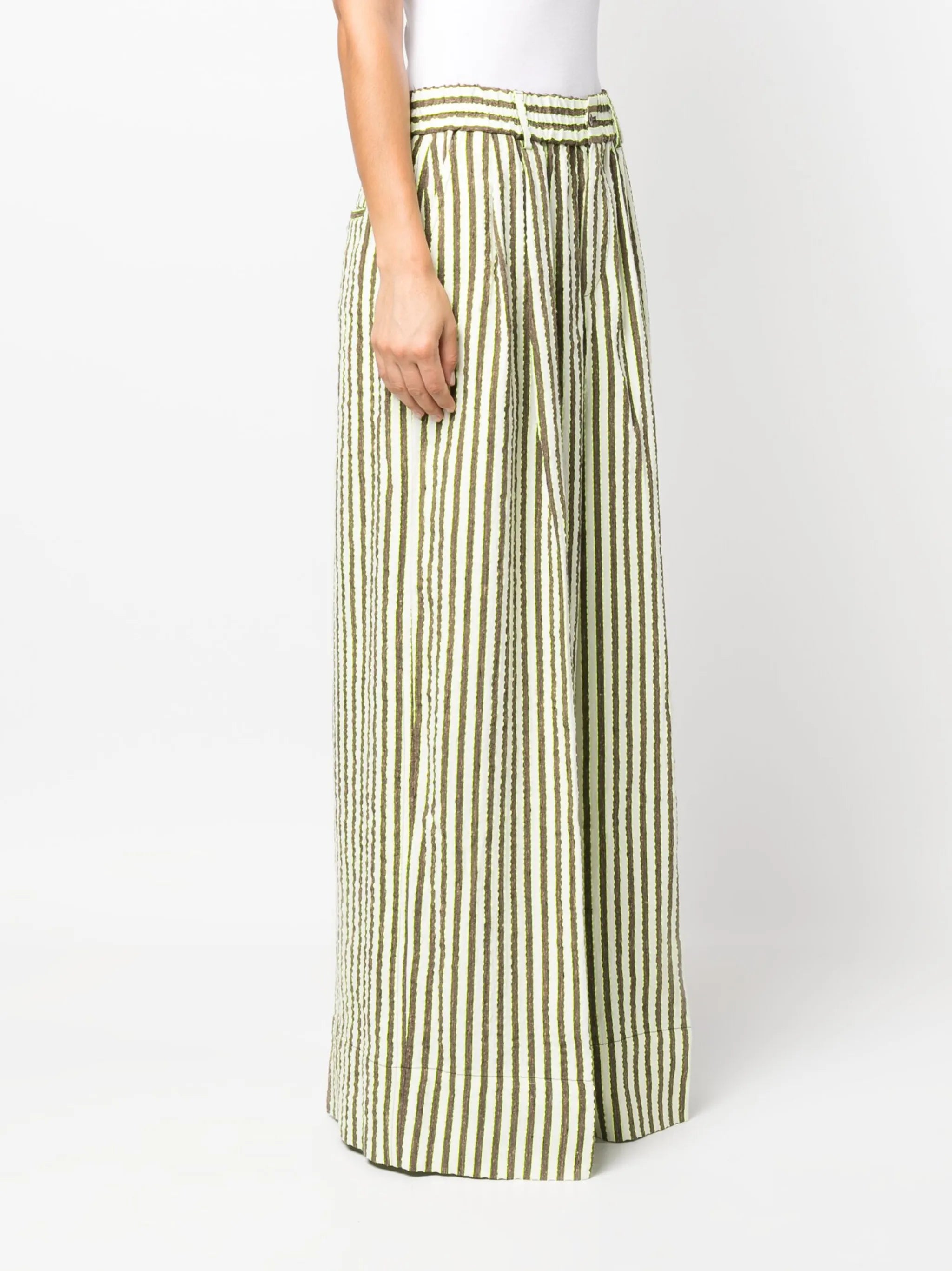 seersucker stripe-print trousers