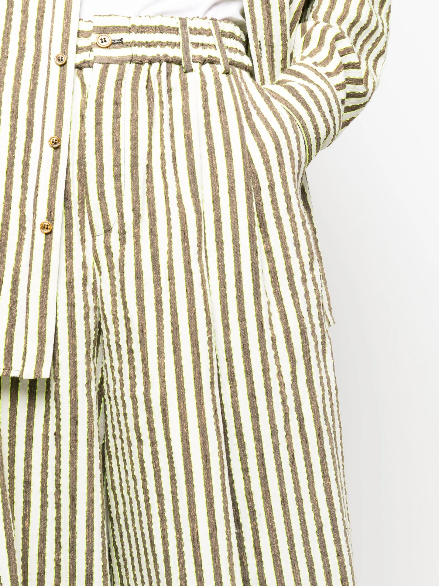 seersucker stripe-print trousers