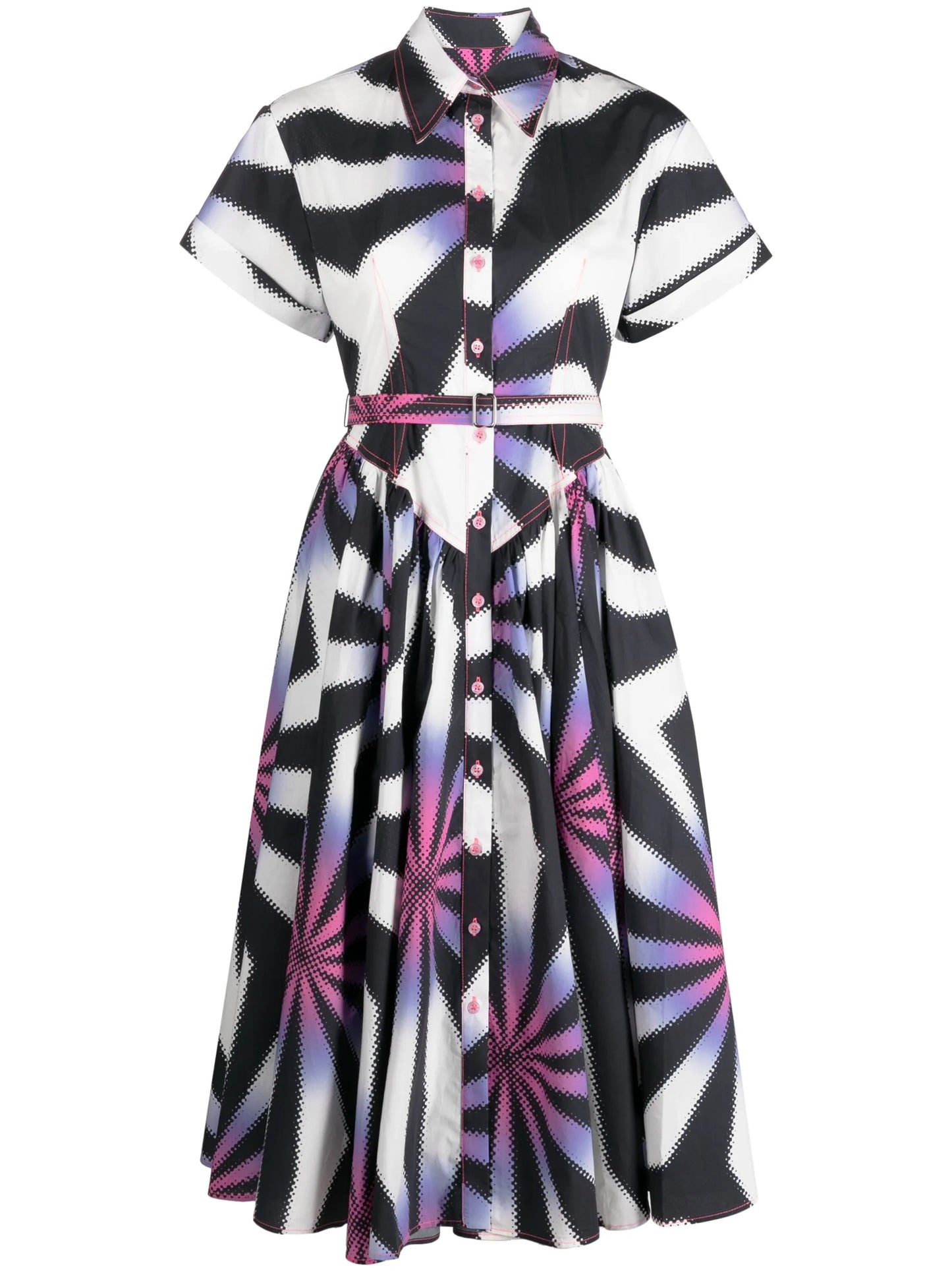 graphic-print cotton shirtdress