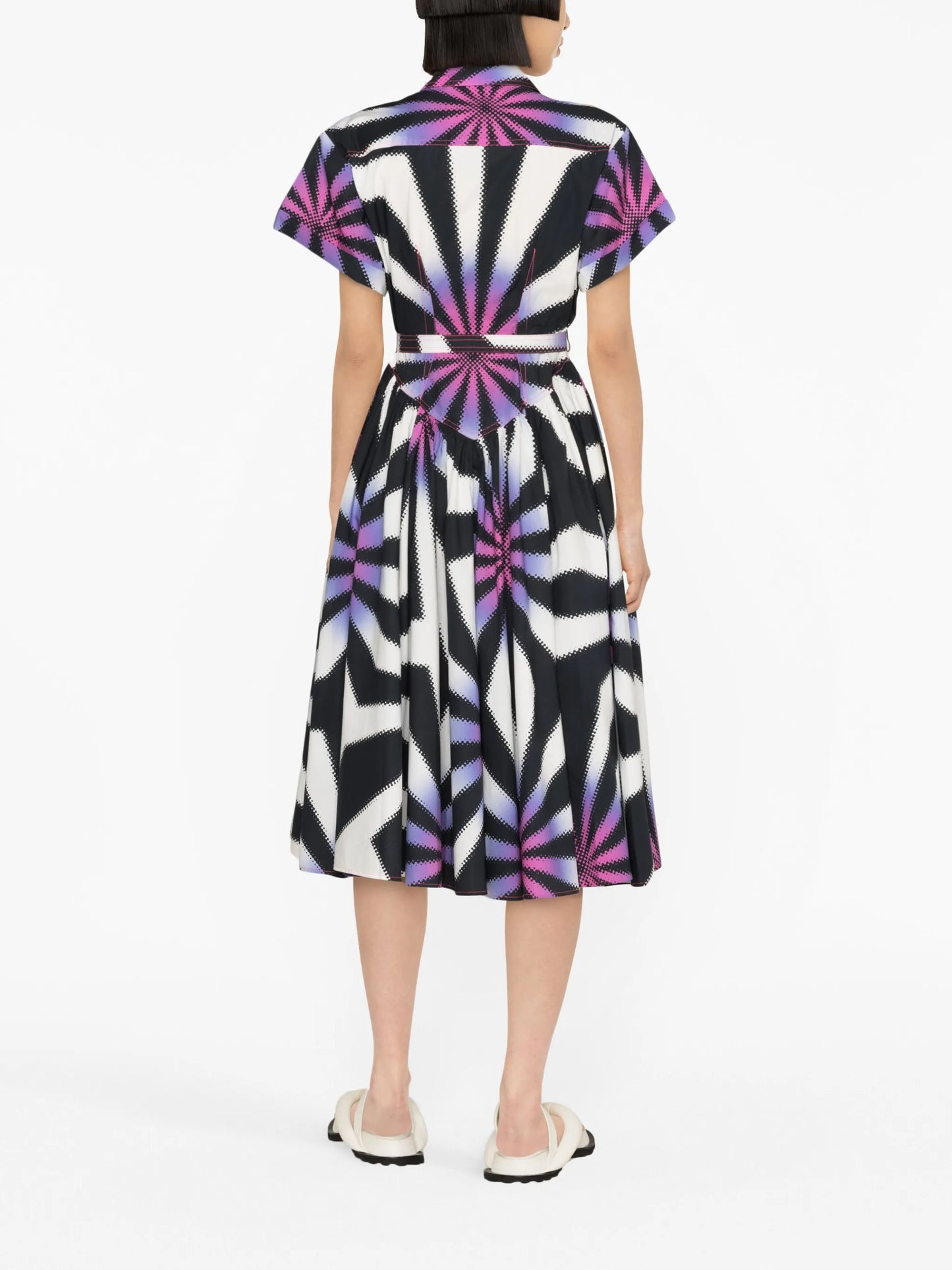 graphic-print cotton shirtdress