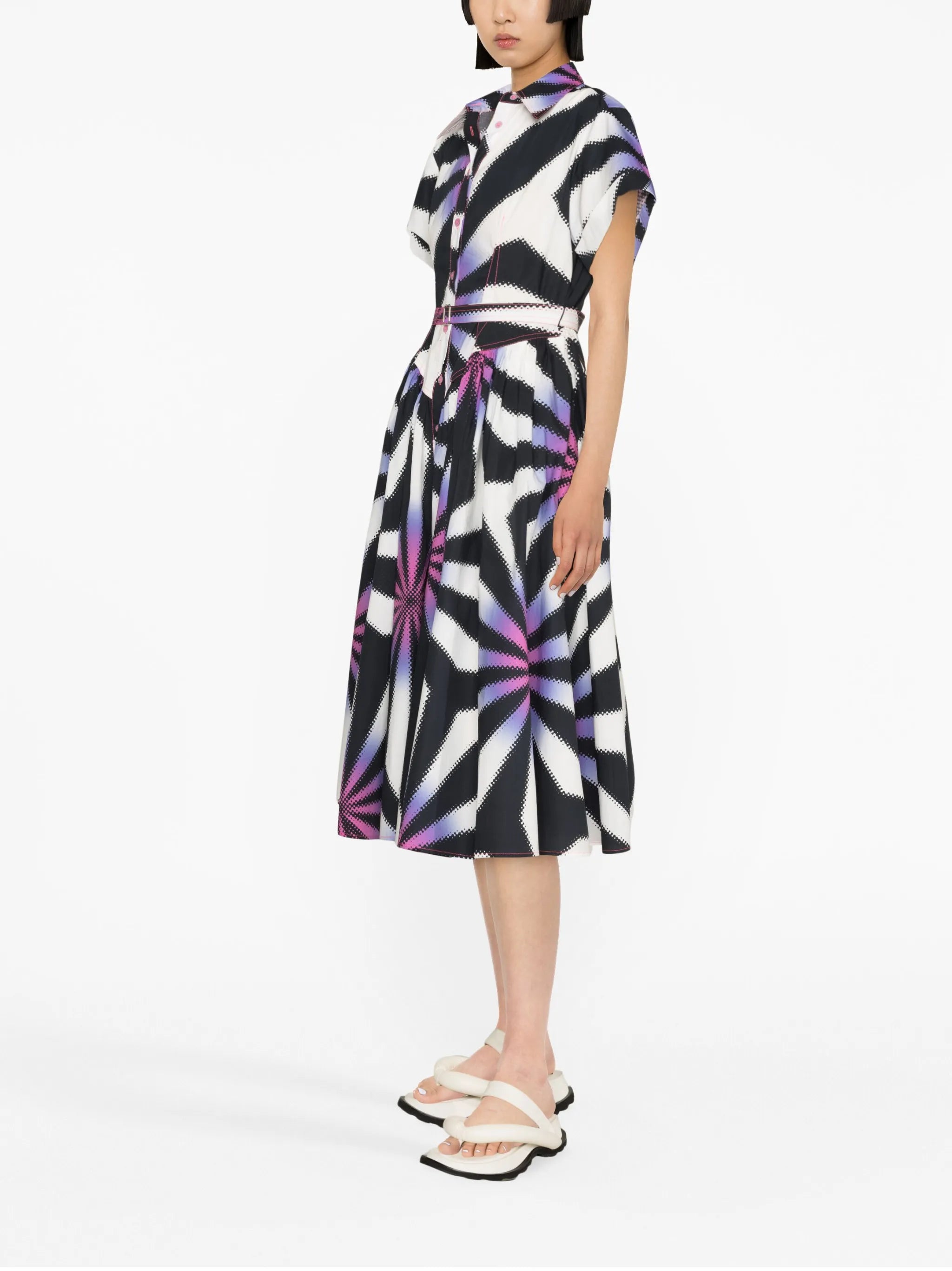 graphic-print cotton shirtdress