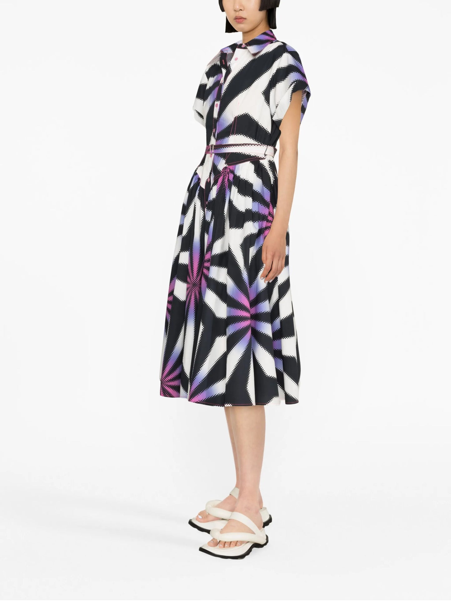 graphic-print cotton shirtdress