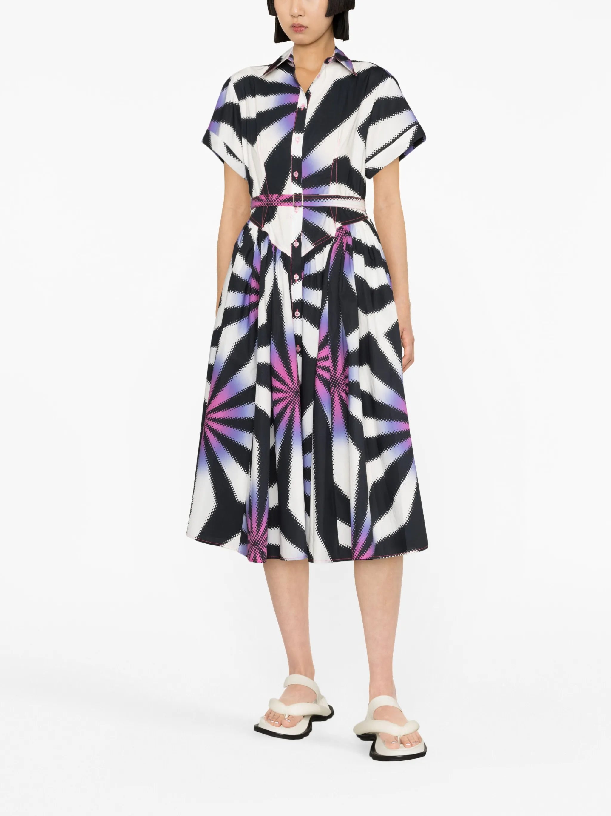 graphic-print cotton shirtdress
