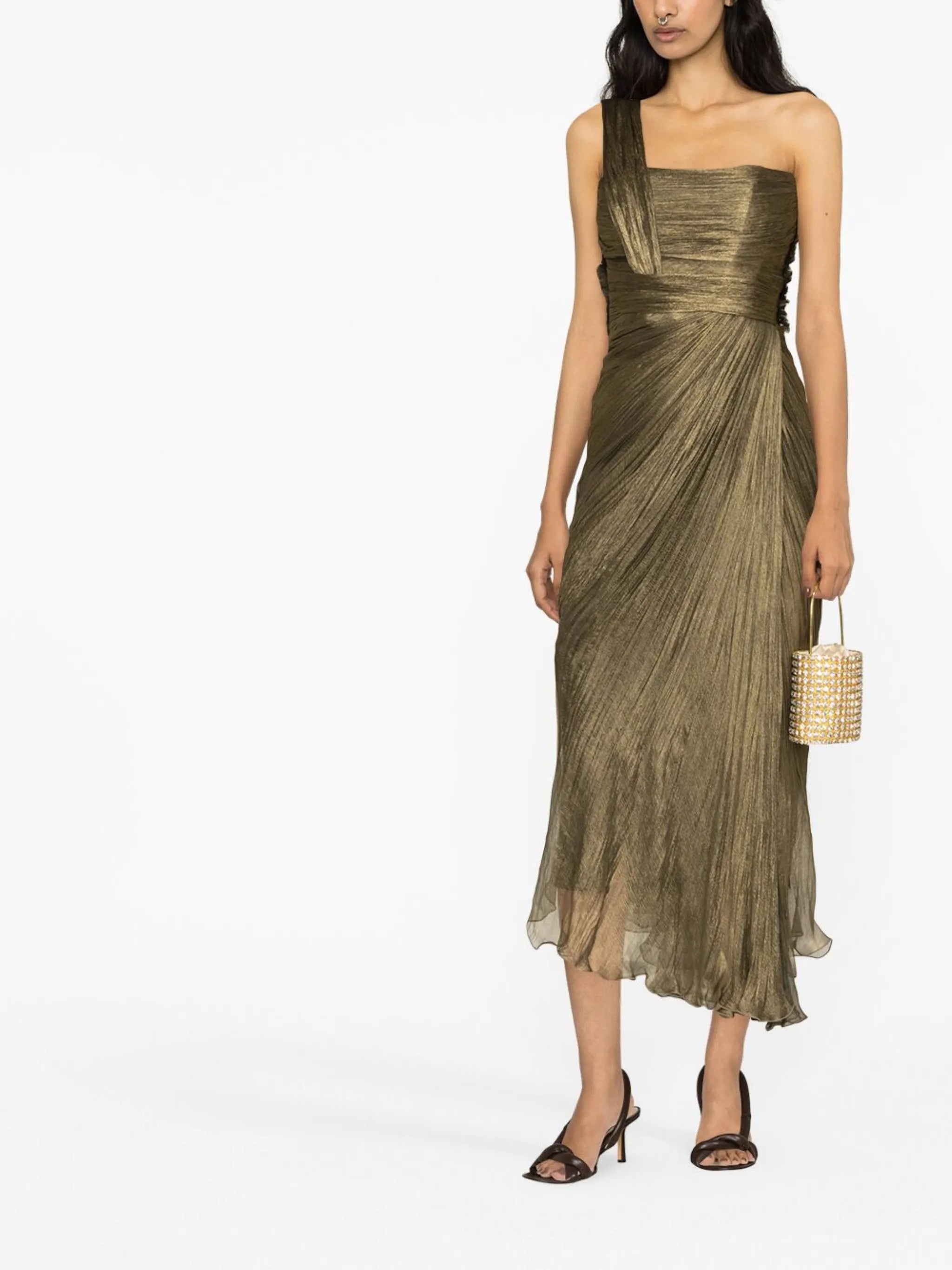 pleated asymmetric dress