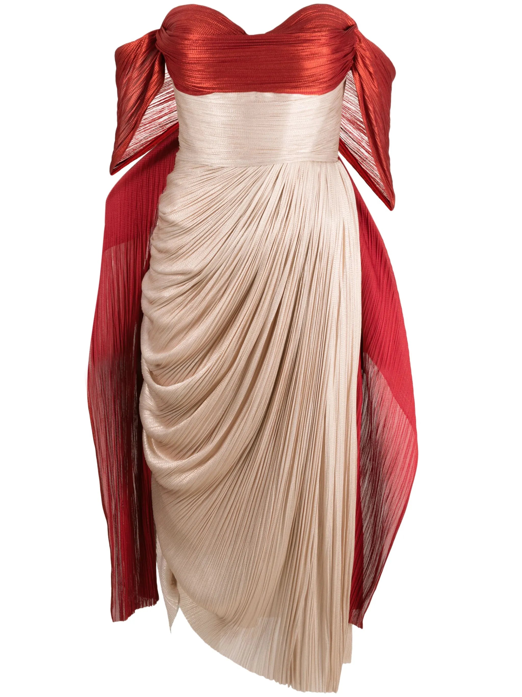 Izabella off-shoulder two-tone midi dress